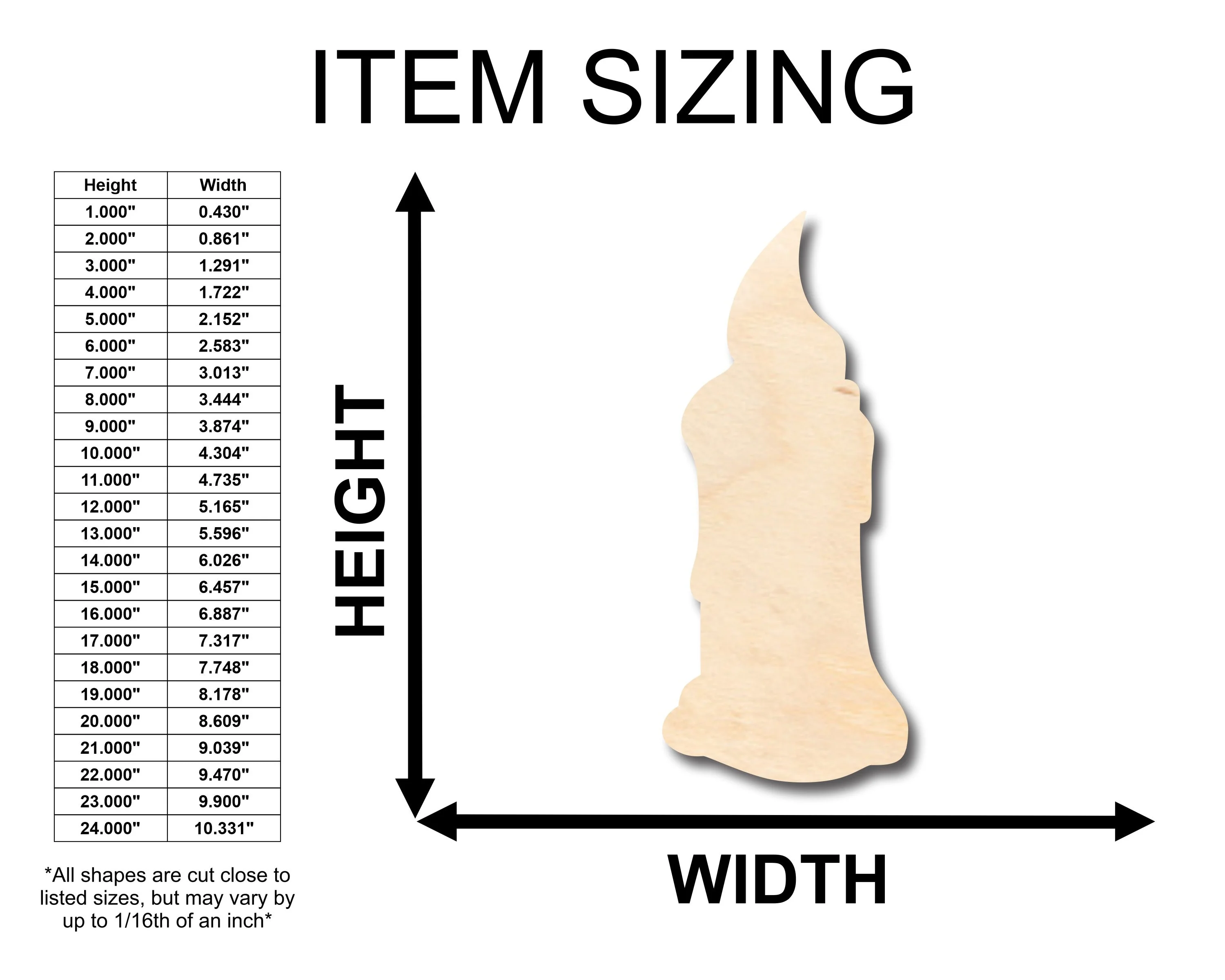 Unfinished Wood Candle Shape - Craft - up to 46" DIY - Image 2