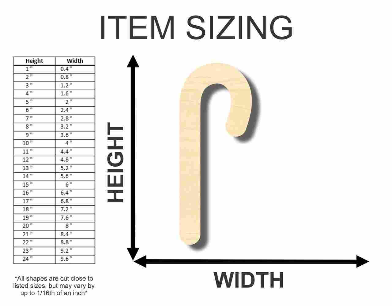 Unfinished Wood Candy Cane Shape - Christmas - Craft - up to 46" DIY - Image 2