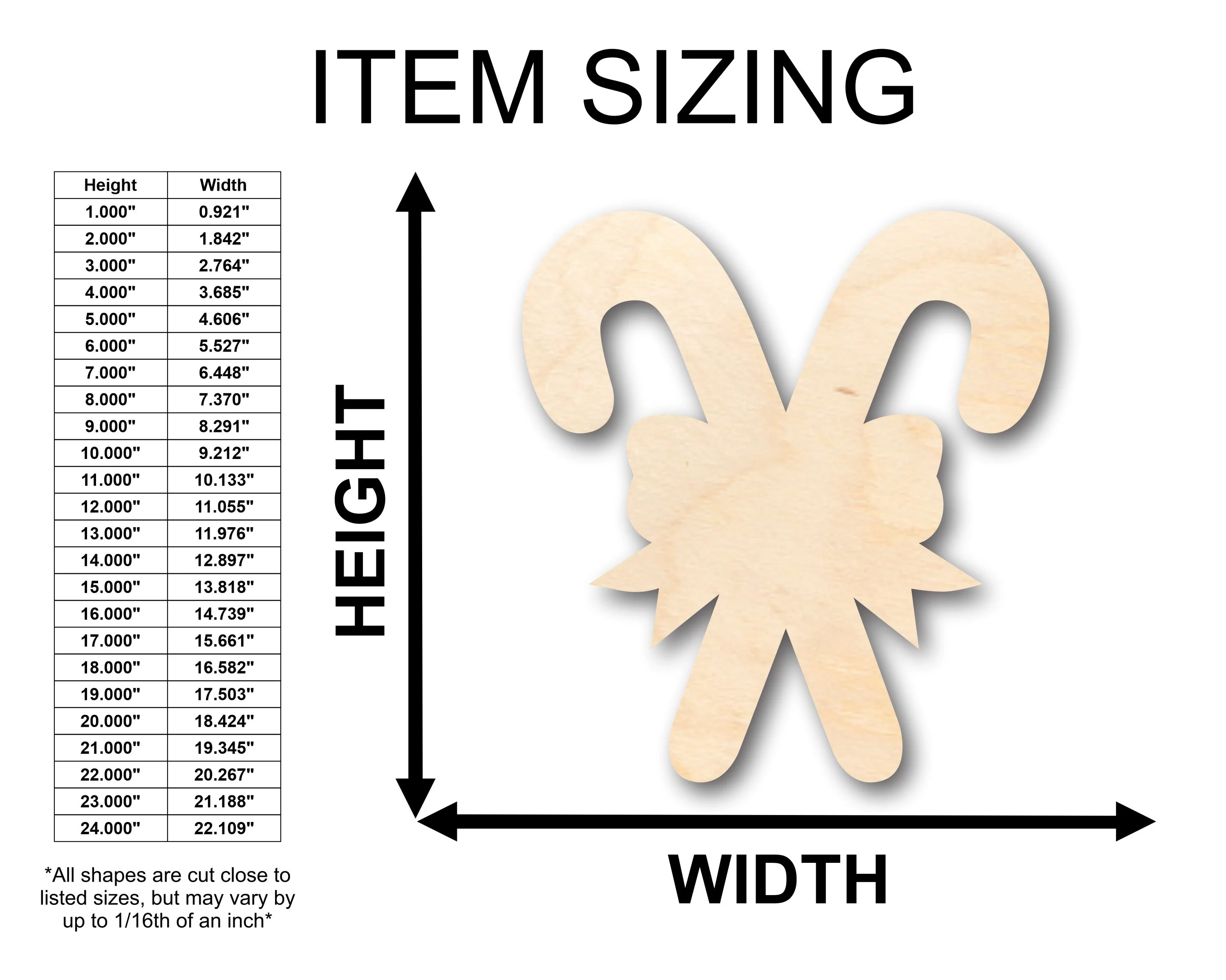 Unfinished Wood Candy Cane Shape - Craft - up to 46" DIY - Image 2