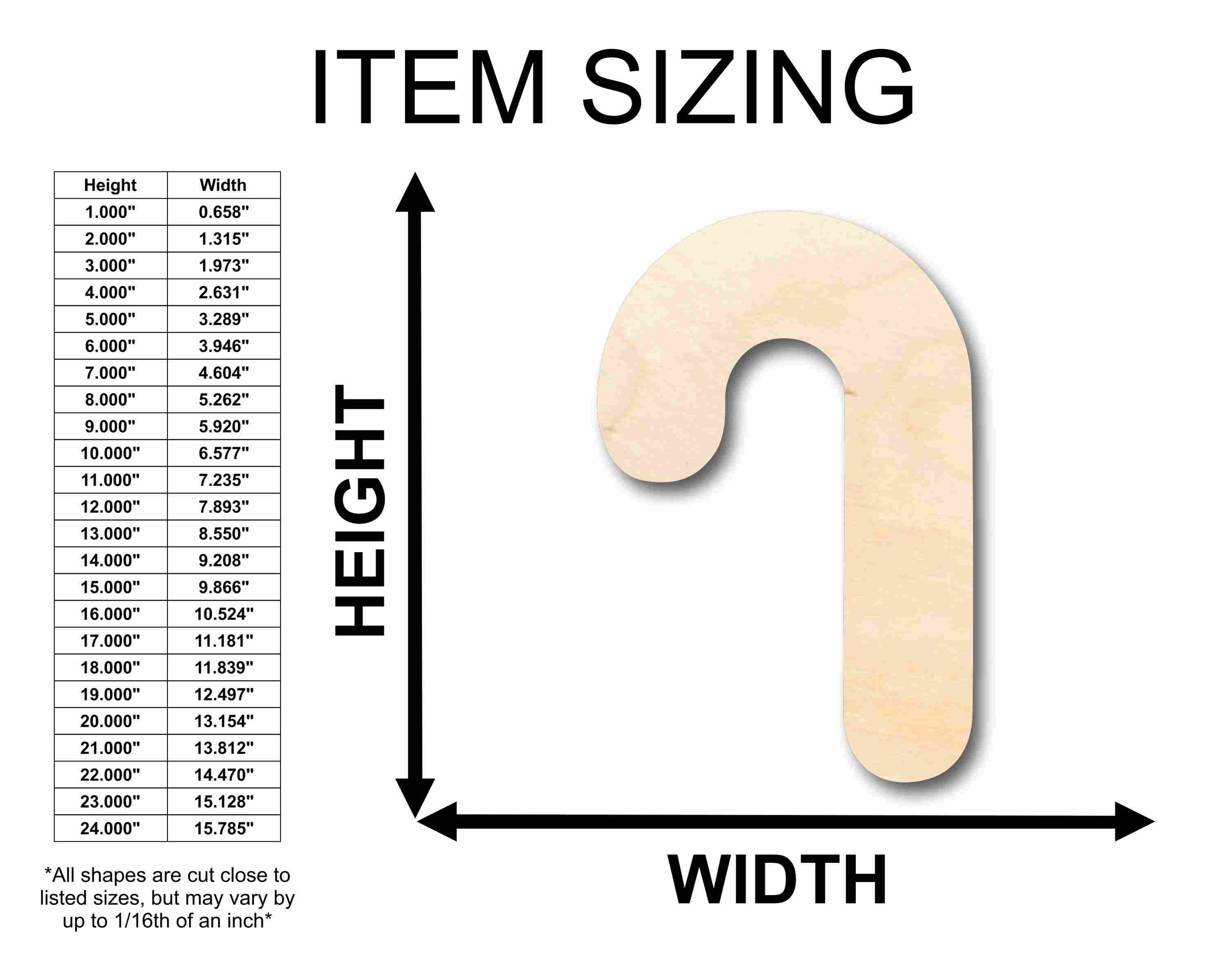 Unfinished Wood Candy Cane Silhouette - Craft- up to 46" DIY - Image 2