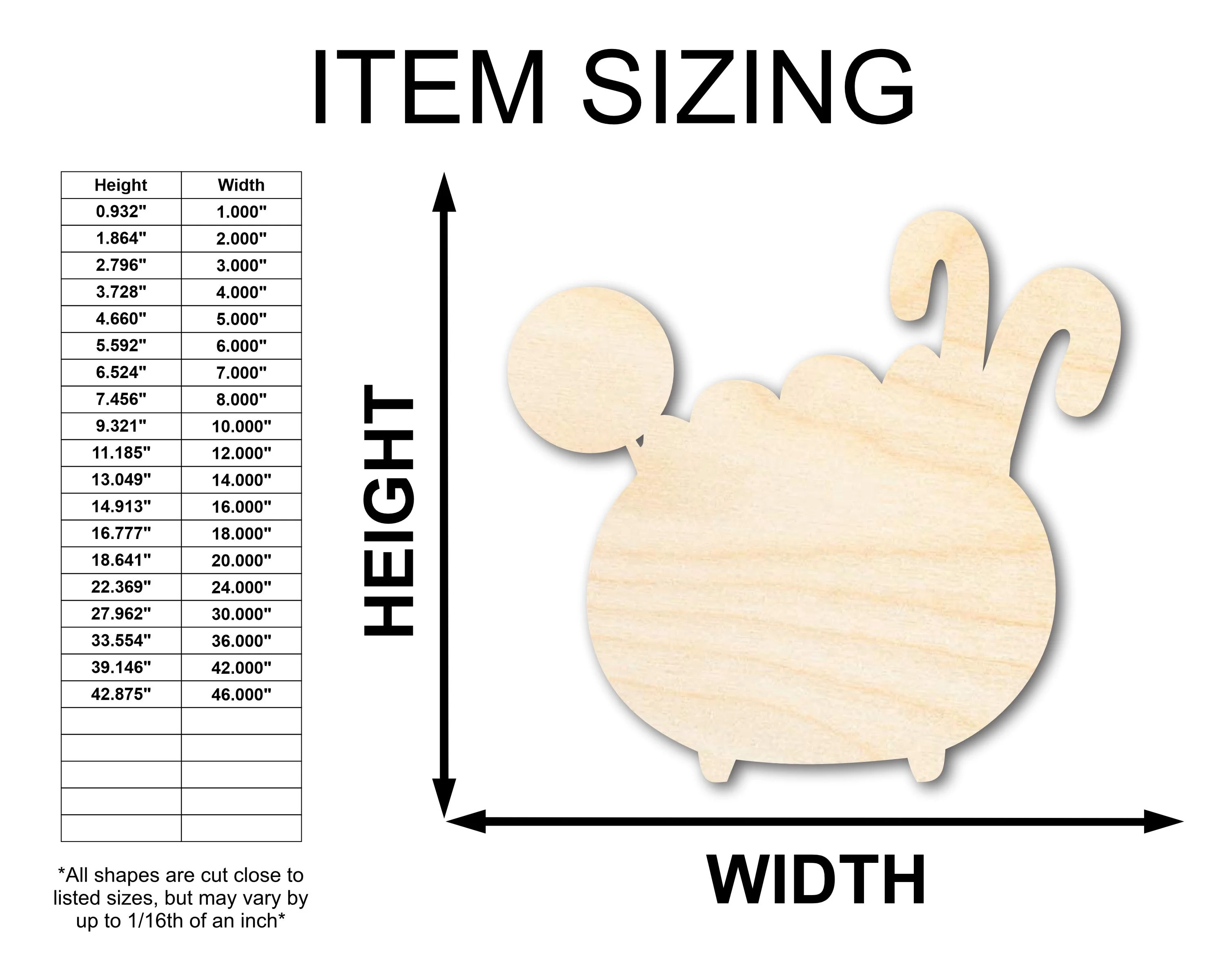 Unfinished Wood Candy Cauldron Shape - Craft - up to 46" - Image 3
