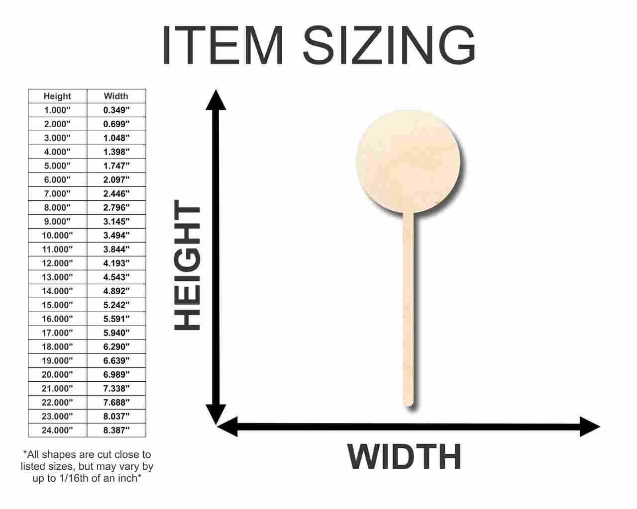 Unfinished Wood Candy Lollipop Shape - Craft - up to 46" DIY - Image 2
