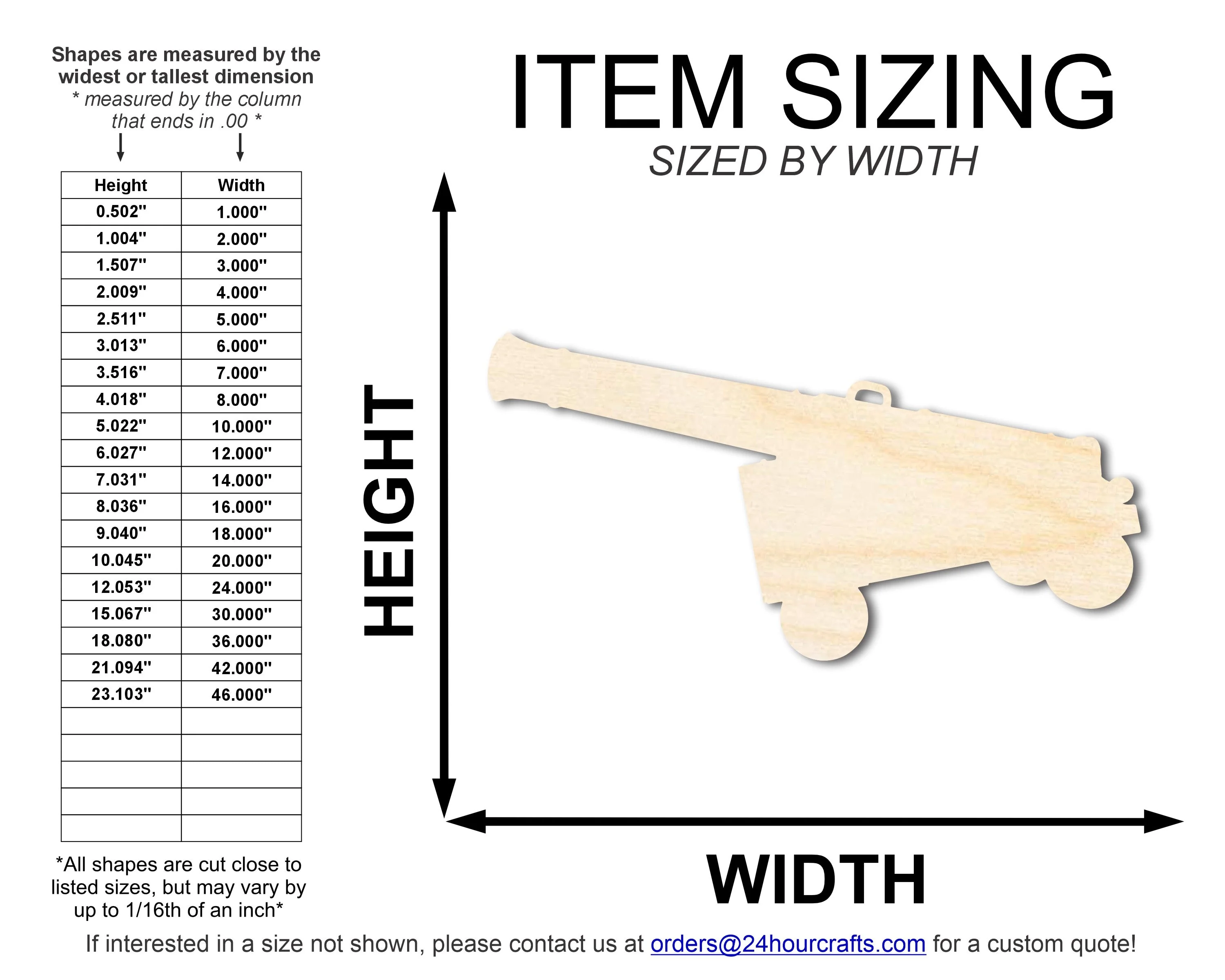 Unfinished Wood Cannon Shape | DIY Craft Cutout | up to 46" DIY - Image 2