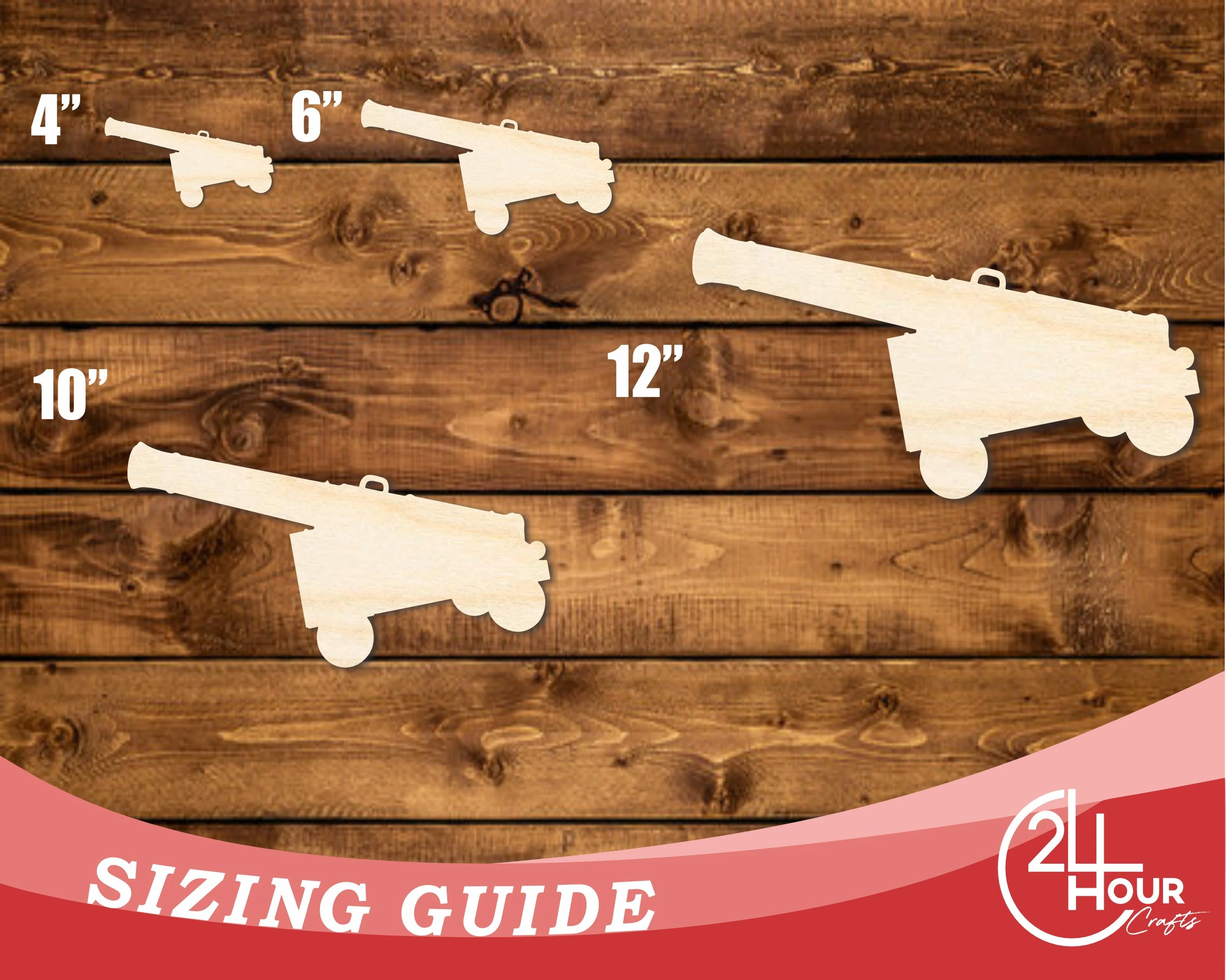 Unfinished Wood Cannon Shape | DIY Craft Cutout | up to 46" DIY - Image 3