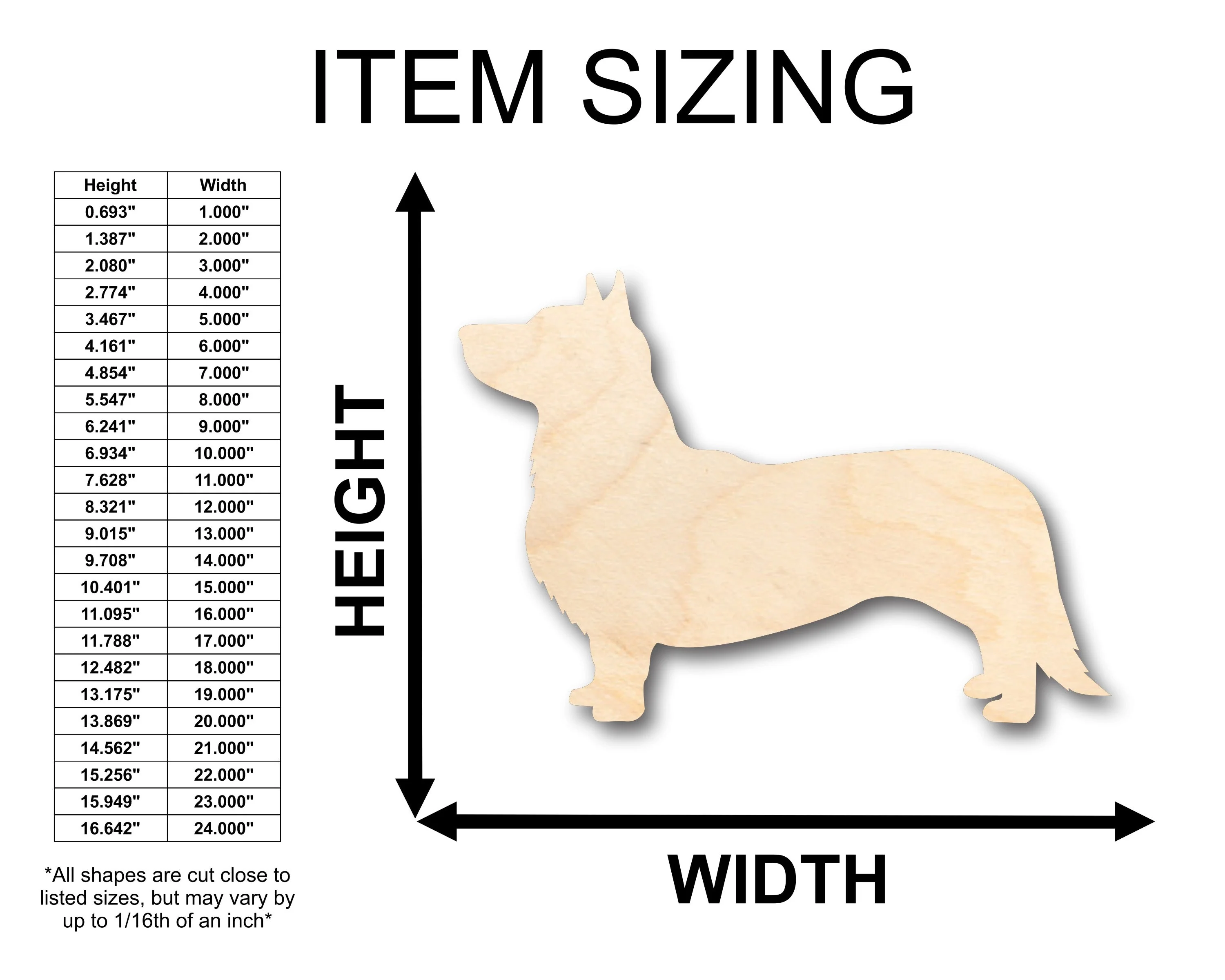 Unfinished Wood Cardigan Welsh Corgi Shape - Craft - up to 46" DIY - Image 2