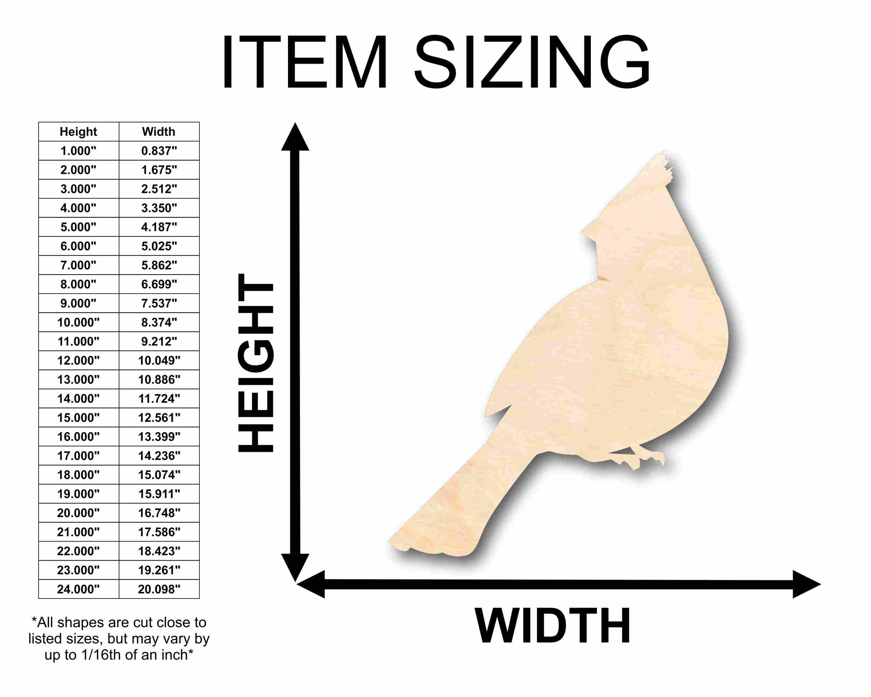 Unfinished Wood Cardinal Bird Silhouette - Craft- up to 46" DIY - Image 2