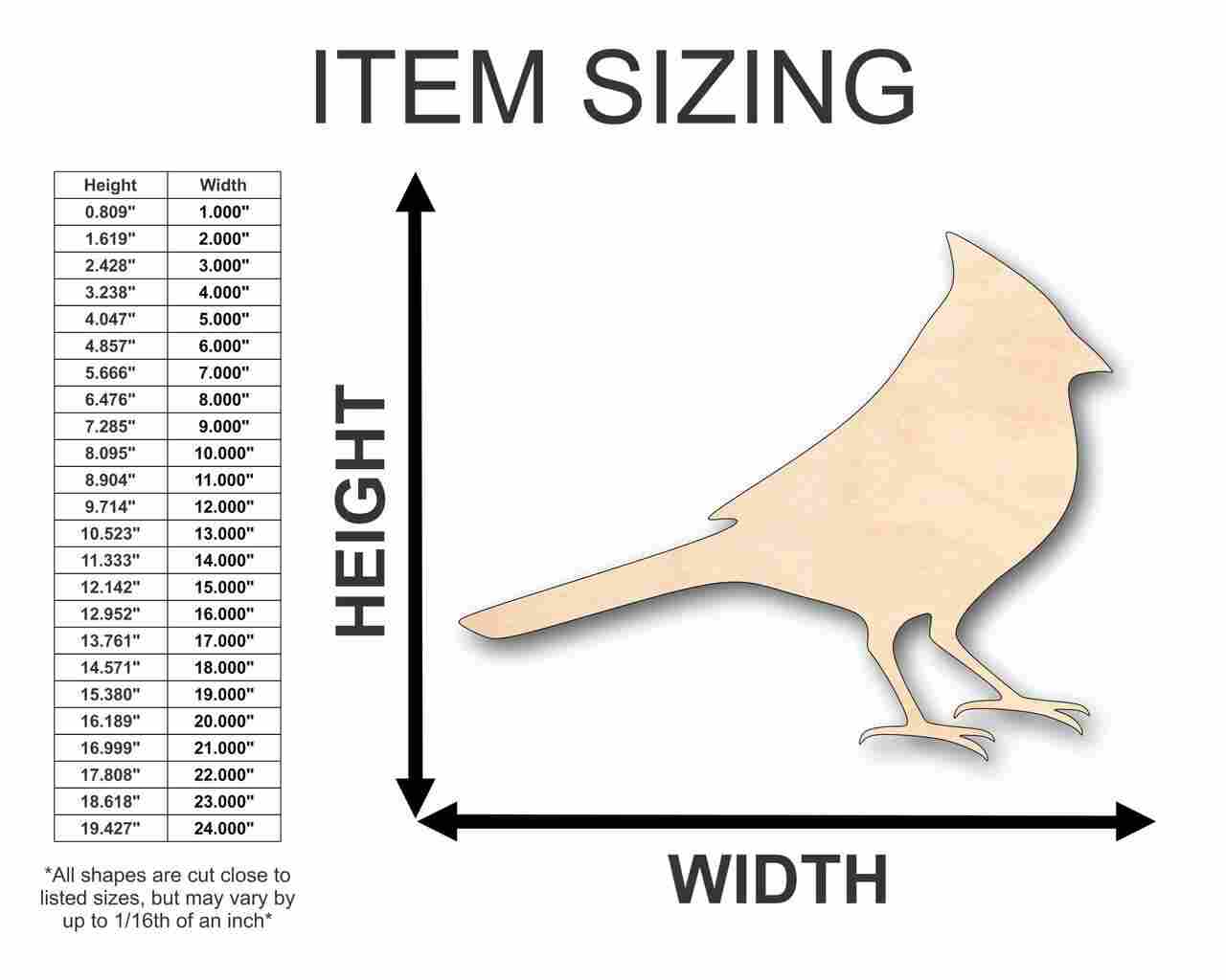 Unfinished Wood Cardinal Shape - Animal - Wildlife - Craft - up to 46" DIY - Image 2