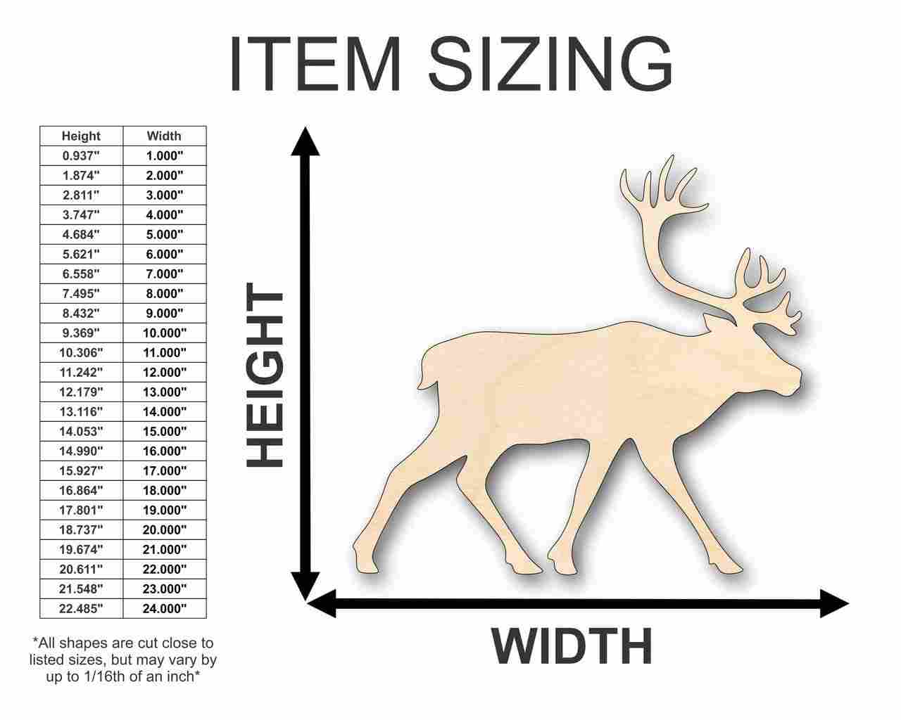 Unfinished Wood Caribou Shape - Animal - Wildlife - Craft - up to 46" DIY - Image 2