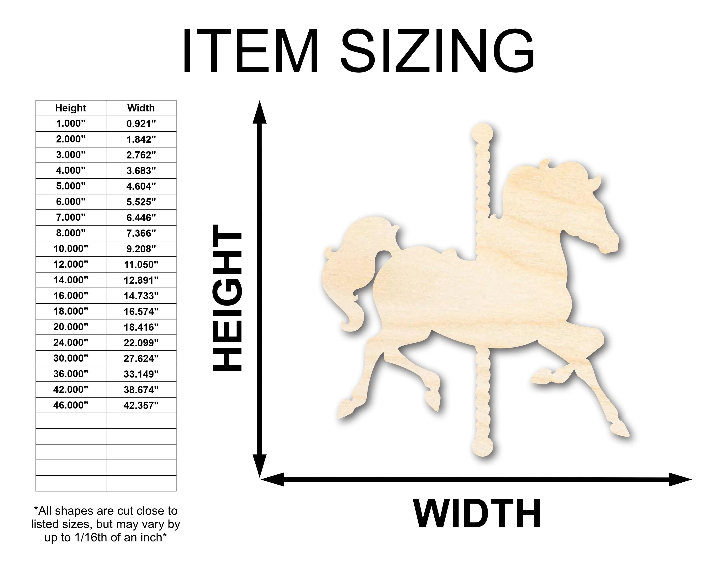 Unfinished Wood Carousel Horse Shape | Amusement Park | Craft Cutout | up to 46" DIY - Image 2