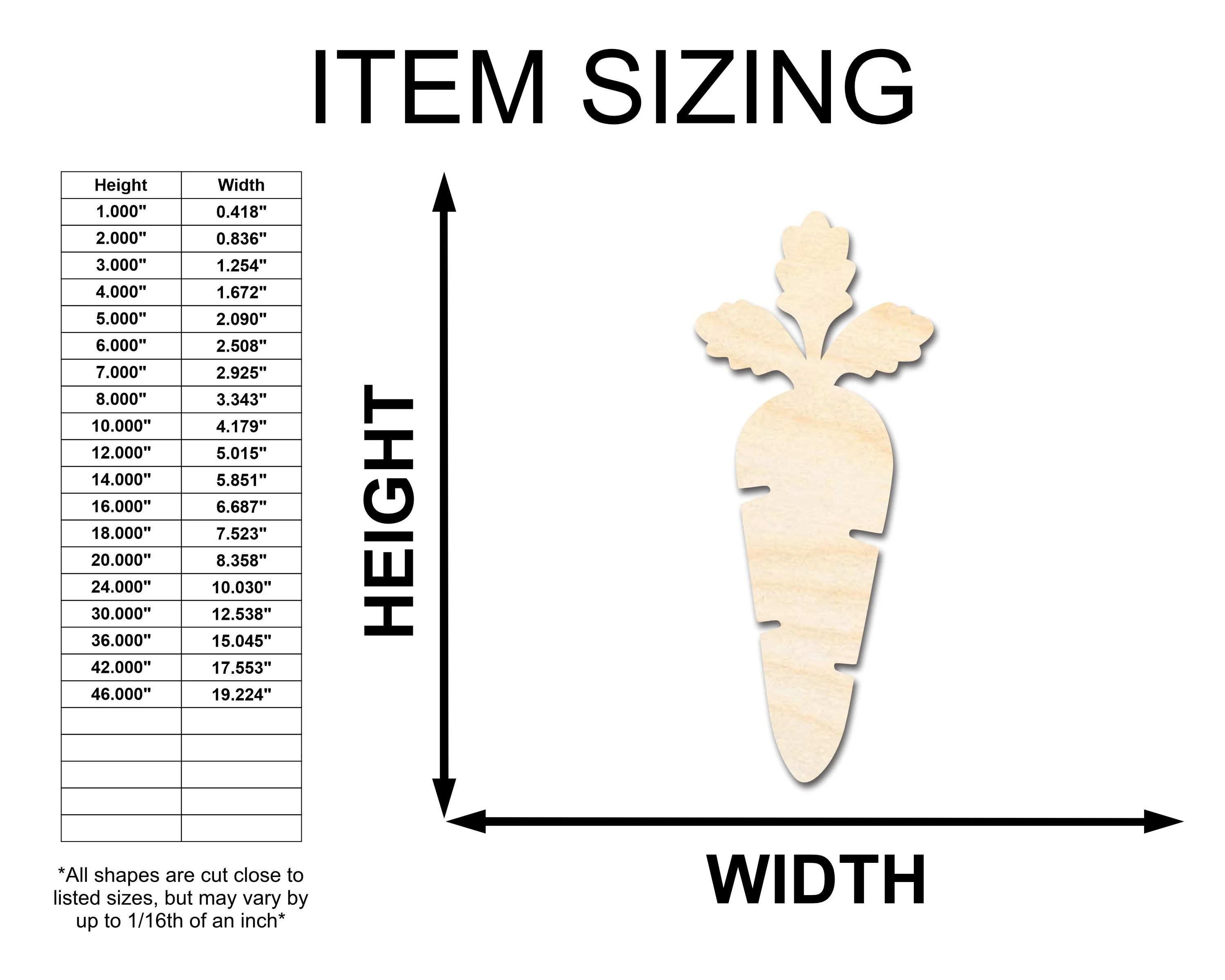 Unfinished Wood Carrot Shape - Garden Vegetable Craft - up to 46" DIY - Image 2