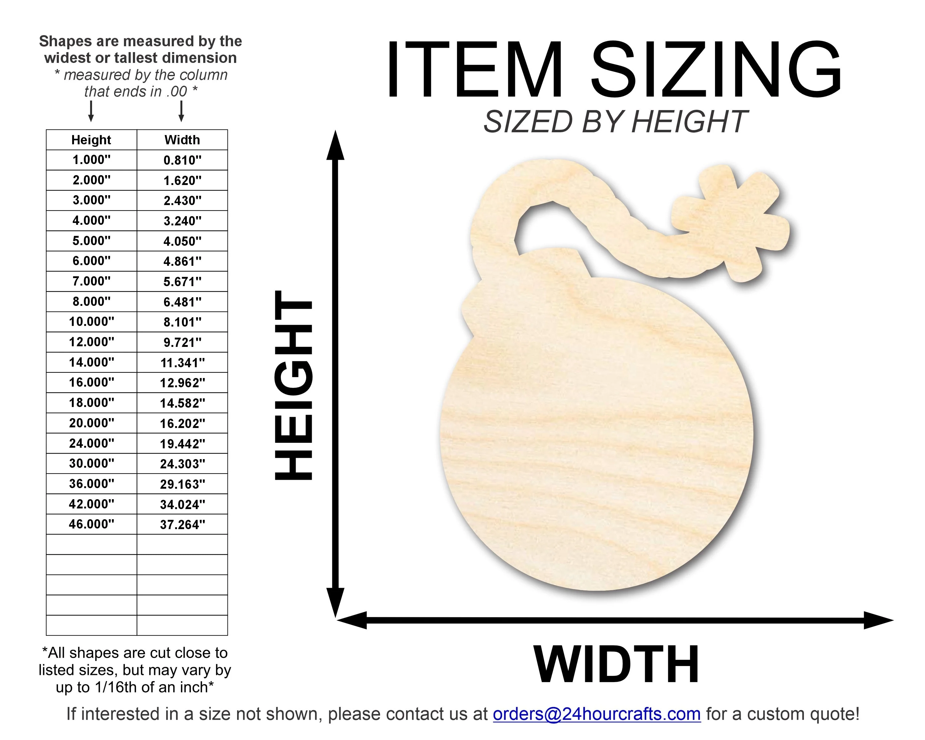 Unfinished Wood Cartoon Bomb Shape | DIY Craft Cutout | up to 46" DIY - Image 2