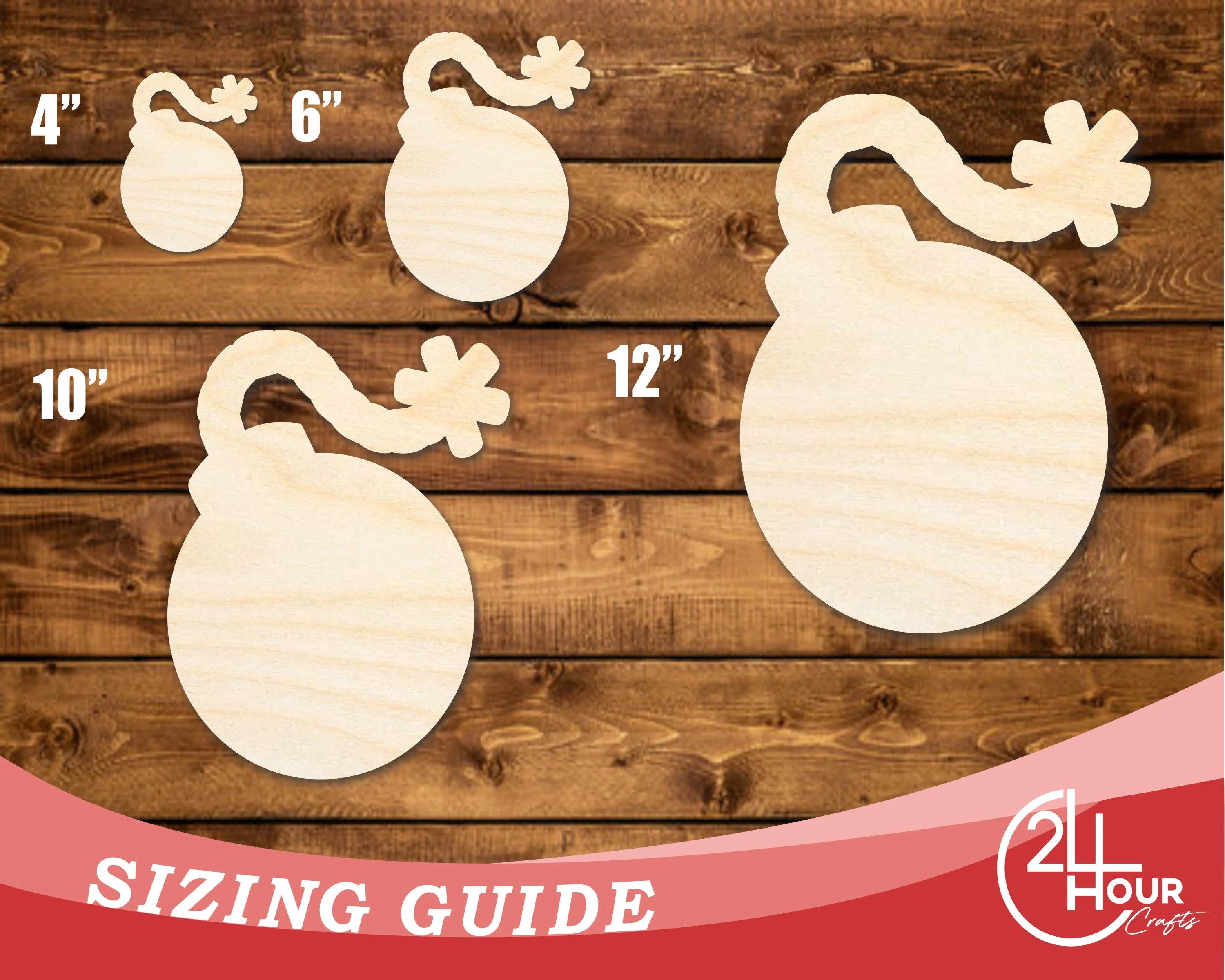 Unfinished Wood Cartoon Bomb Shape | DIY Craft Cutout | up to 46" DIY - Image 3