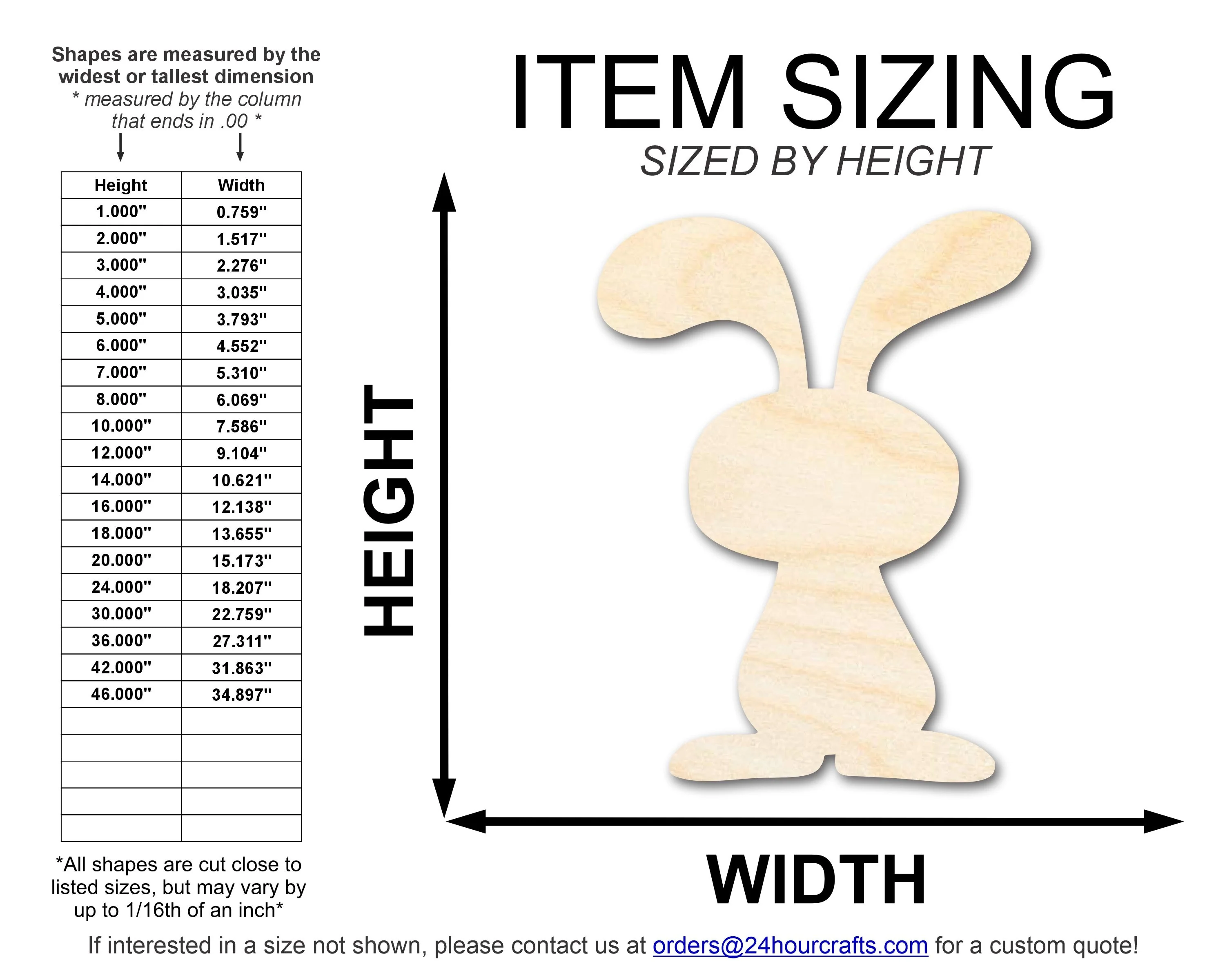 Unfinished Wood Cartoon Bunny Shape | DIY Craft Cutout | up to 46" DIY - Image 2