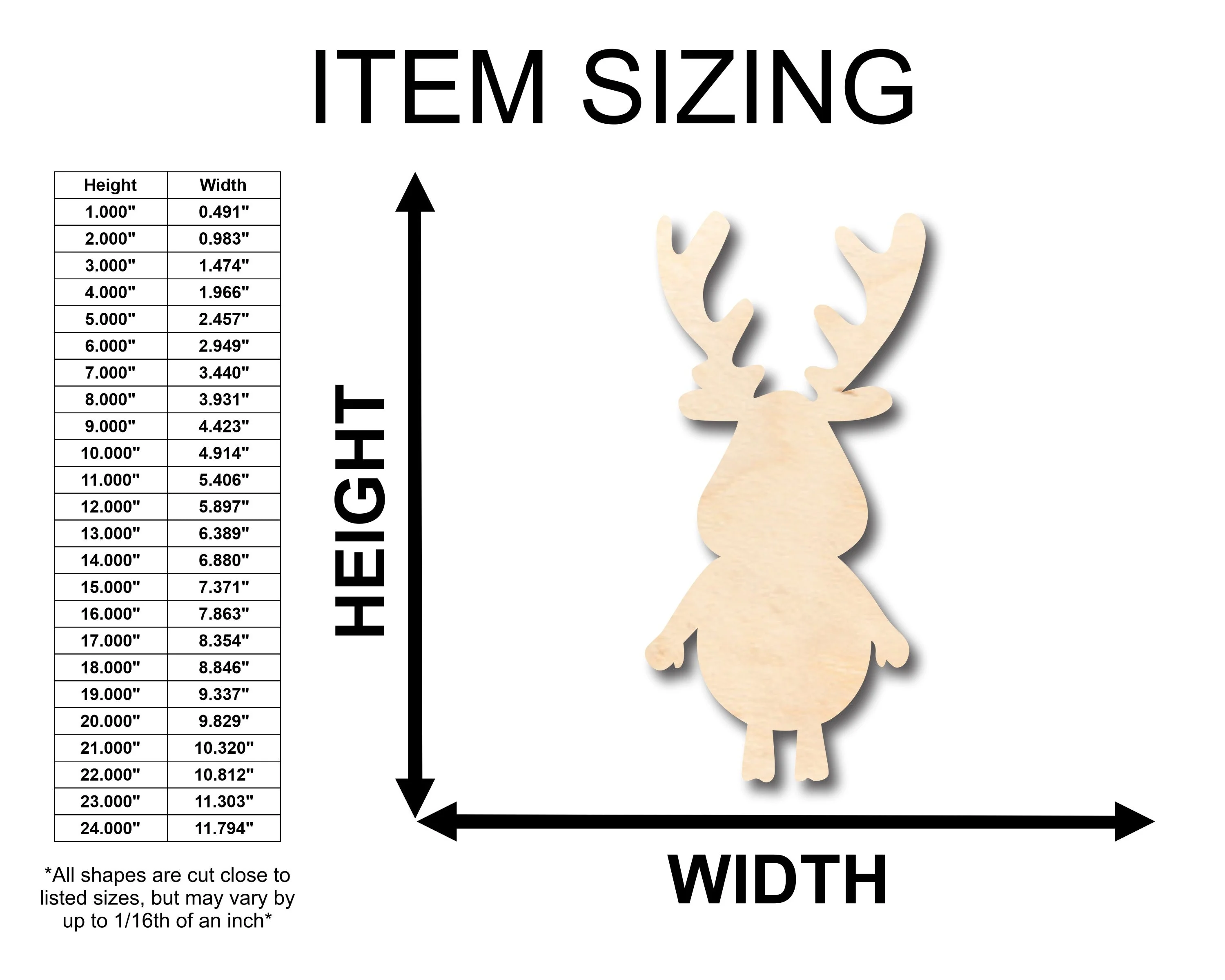 Unfinished Wood Cartoon Deer Moose Shape - Craft - up to 46" DIY - Image 2