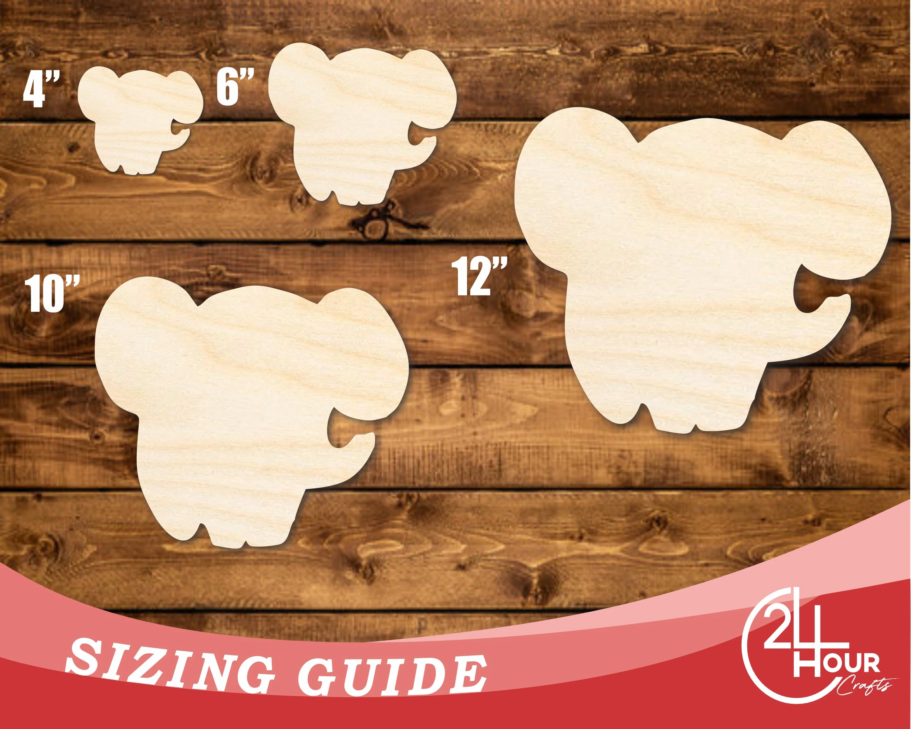 Unfinished Wood Cartoon Elephant Shape | DIY Craft Cutout | up to 46" DIY - Image 3