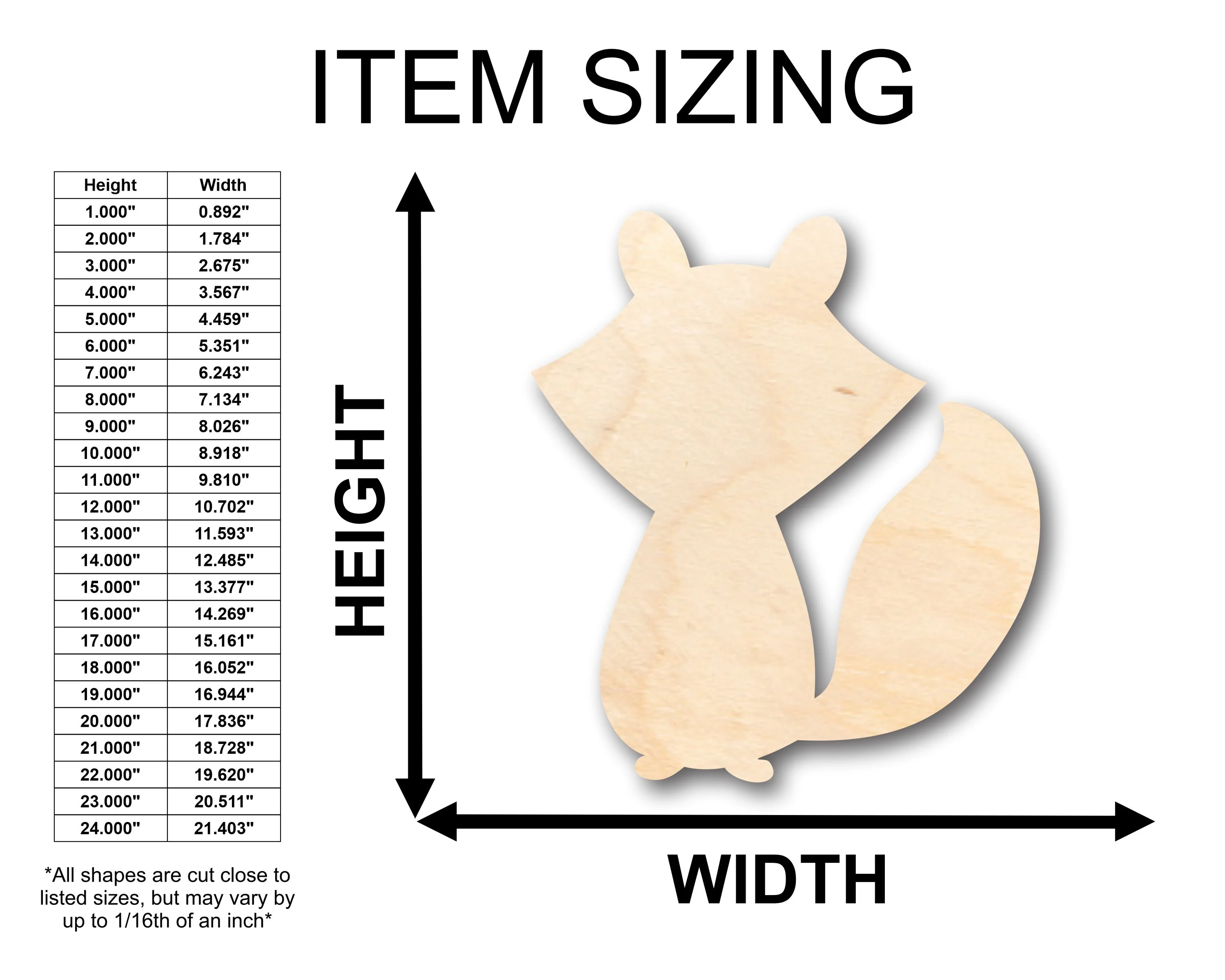 Unfinished Wood Cartoon Fox Shape - Craft - up to 46" DIY - Image 2