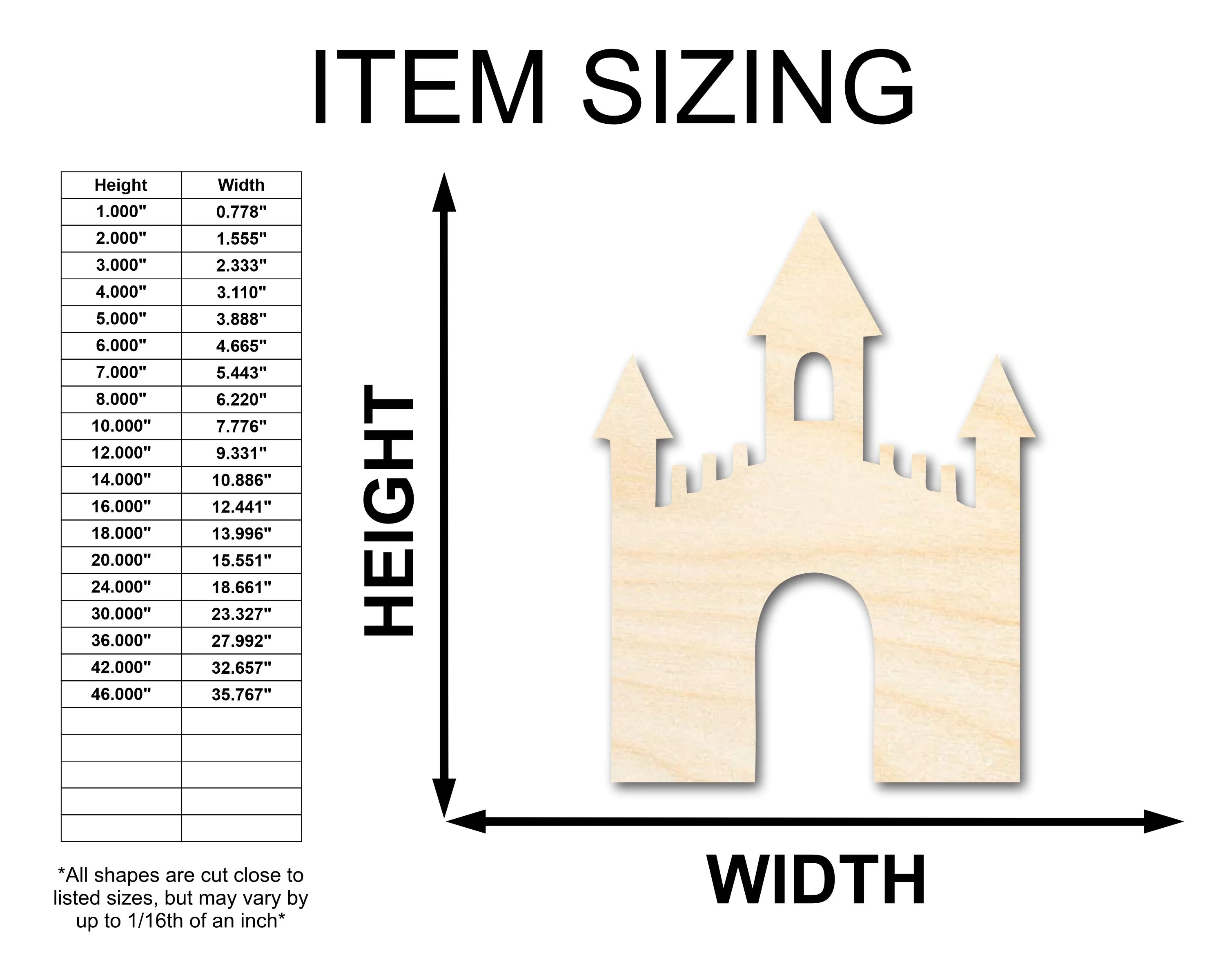 Unfinished Wood Castle Shape - Craft - up to 46" - Image 2