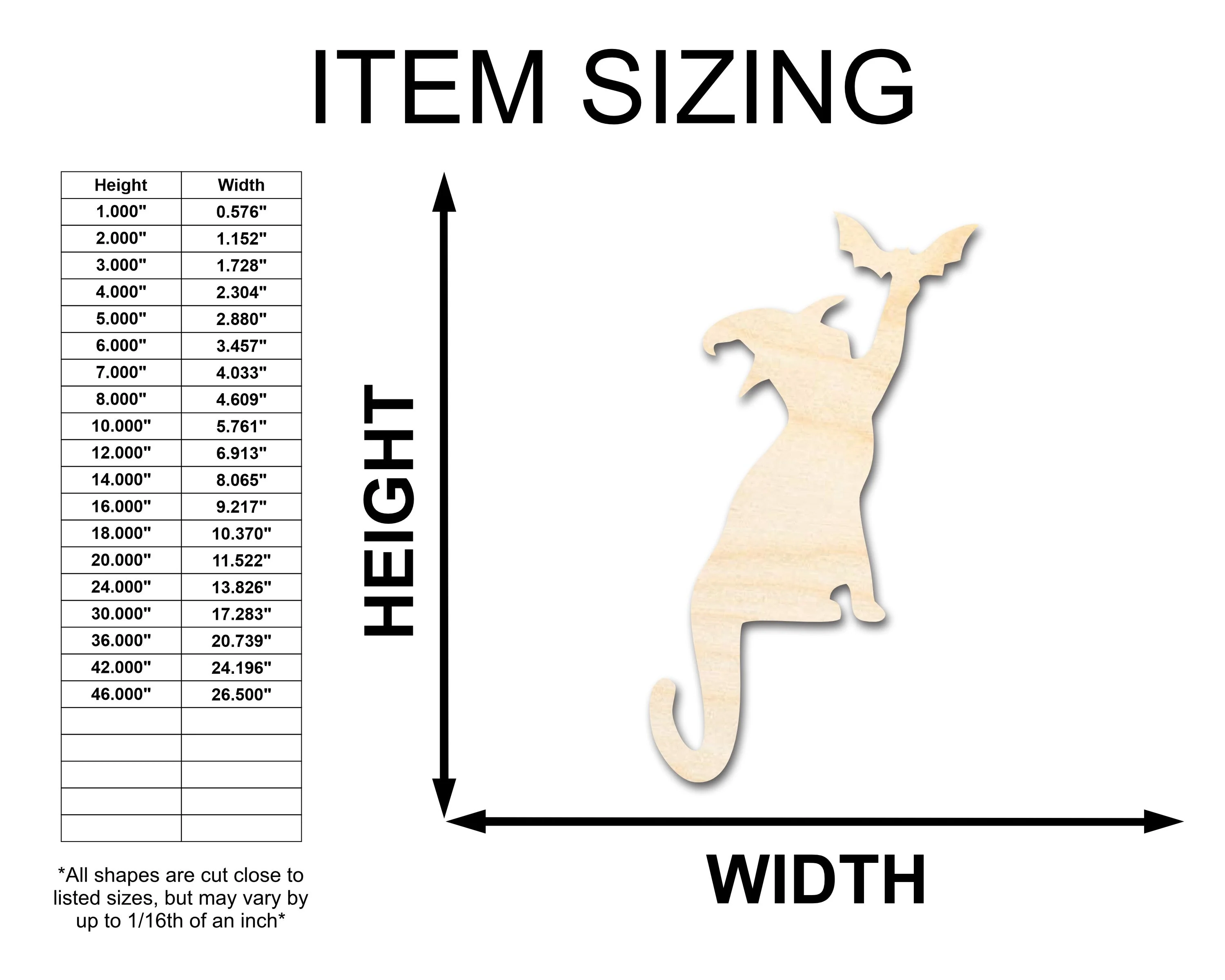 Unfinished Wood Cat and Bat Shape | Halloween | Craft Cutout | up to 46" DIY - Image 2