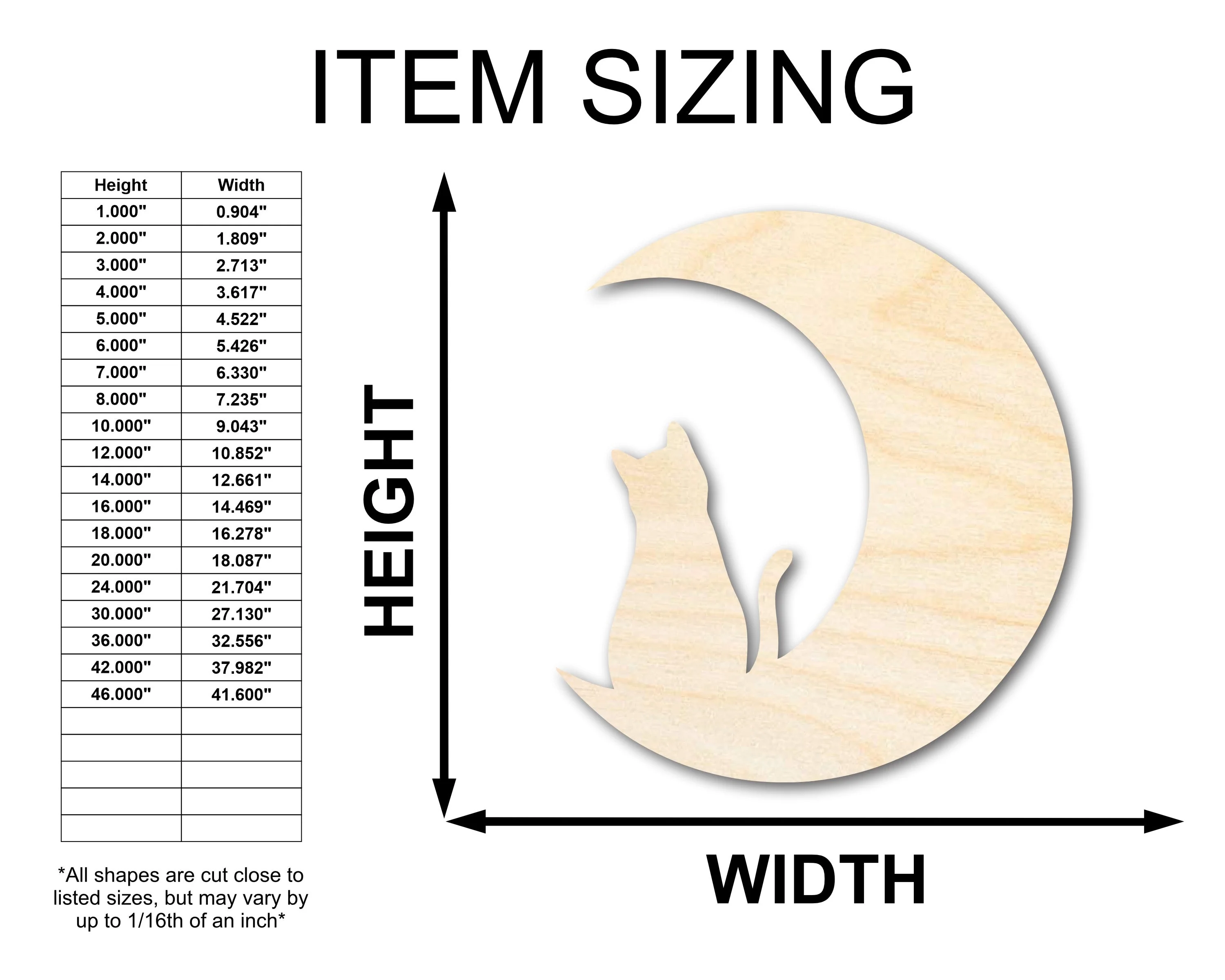 Unfinished Wood Cat and Moon Silhouette Shape - Craft - up to 46" - Image 2