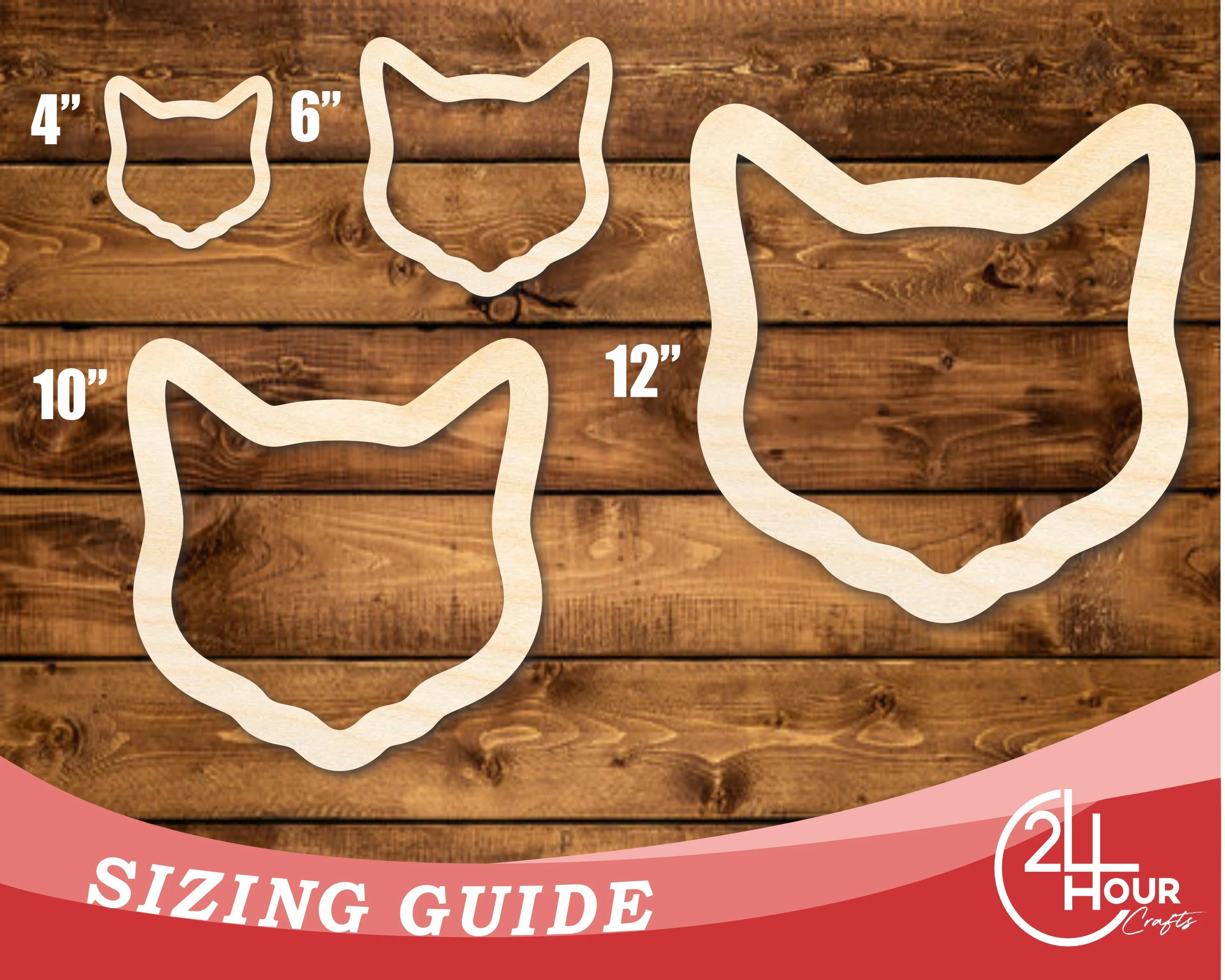 Unfinished Wood Cat Head Outline Shape | DIY Craft Cutout | up to 46" DIY - Image 3
