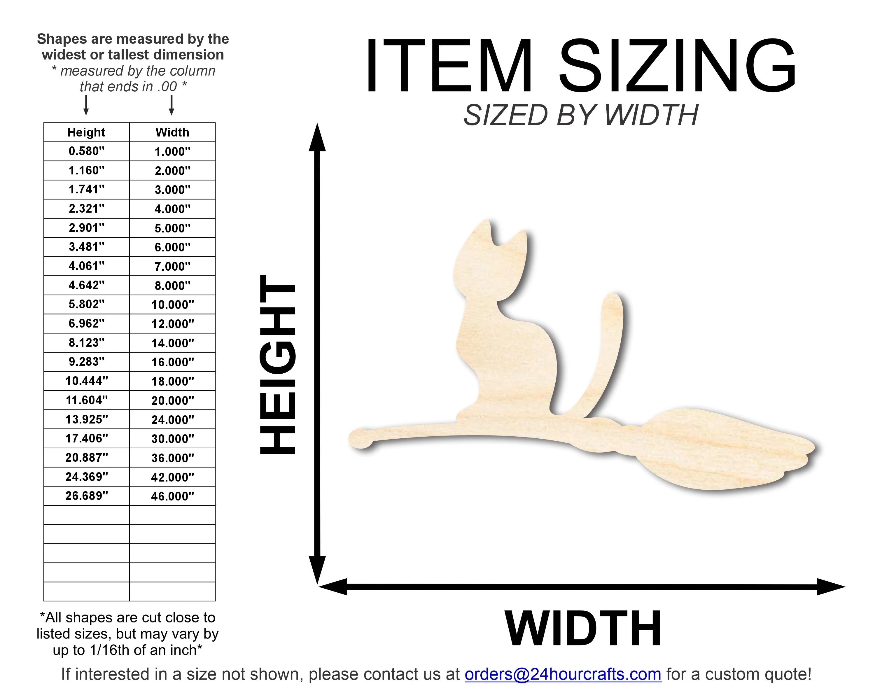 Unfinished Wood Cat on Broom Shape | DIY Halloween Cat Craft Cutout | up to 46" DIY - Image 2
