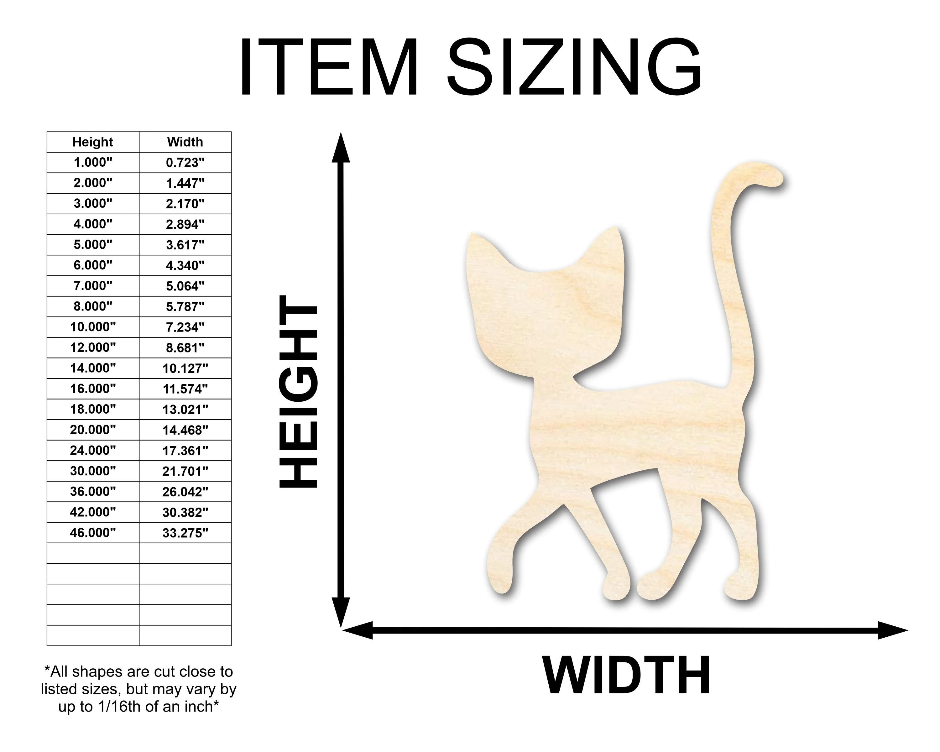 Unfinished Wood Cat Silhouette Shape - Craft - up to 46" - Image 2