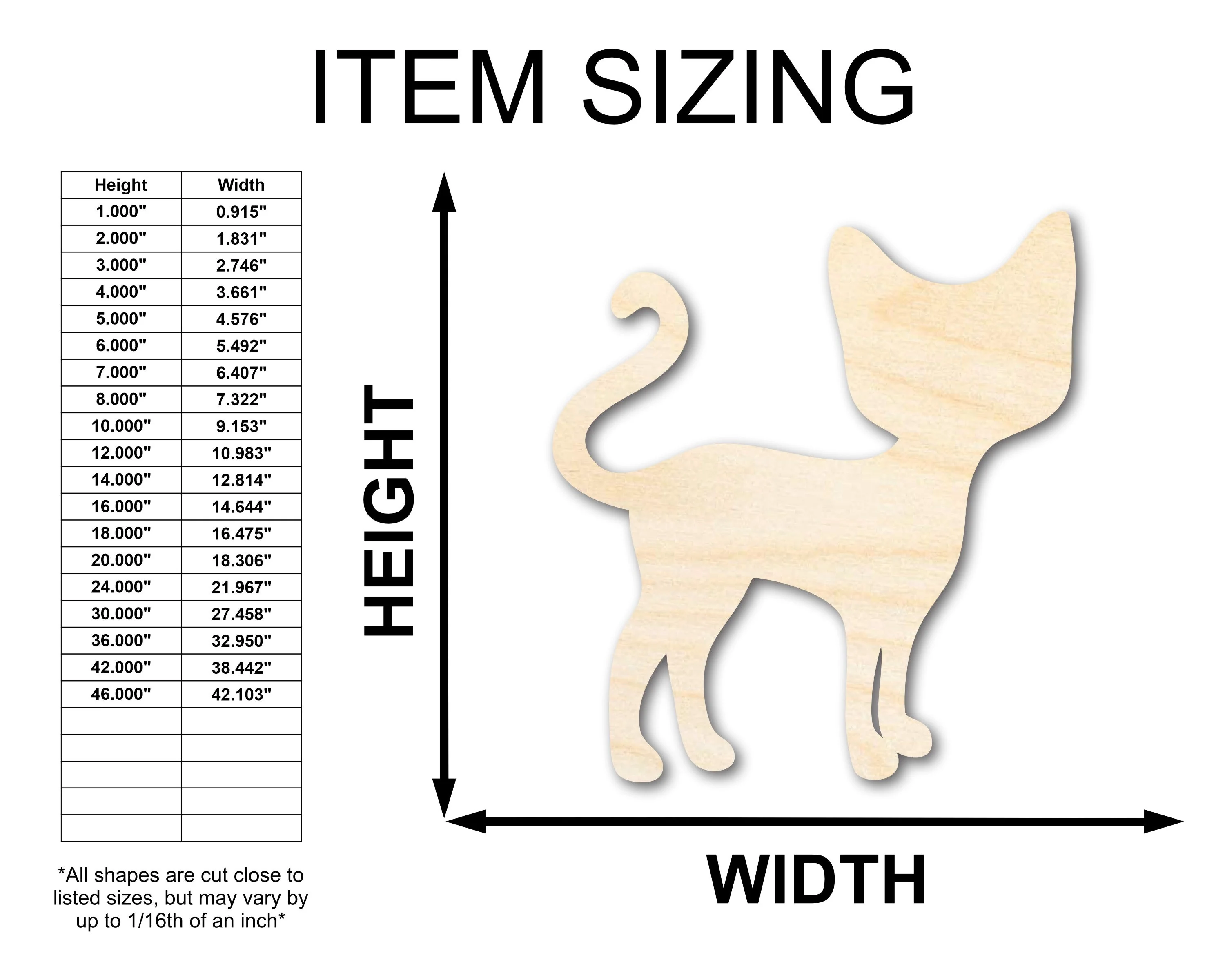 Unfinished Wood Cat Silhouette Shape - Craft - up to 46" - Image 2