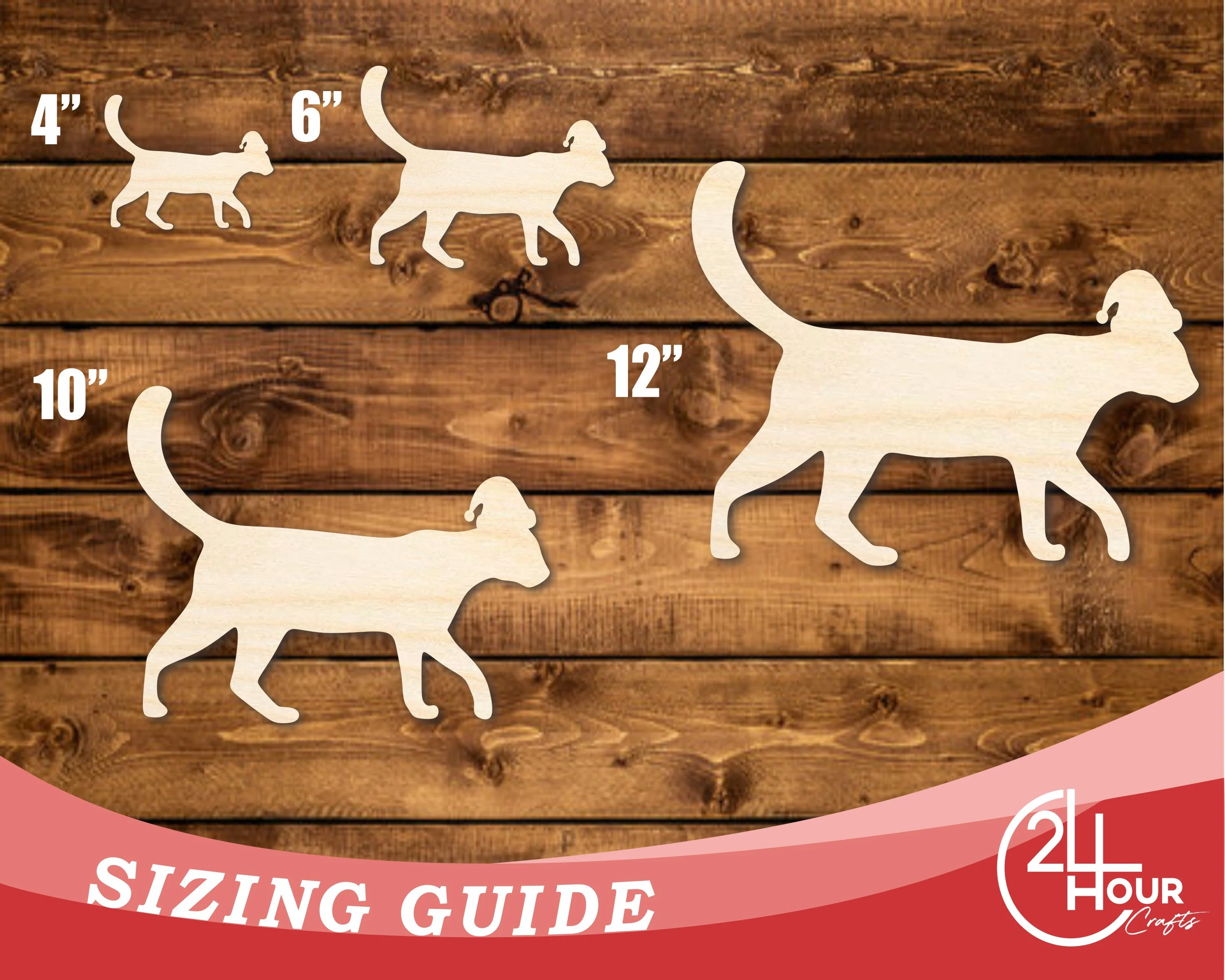 Unfinished Wood Cat With Santa Hat Shape | DIY Craft Cutout | up to 46" DIY - Image 3