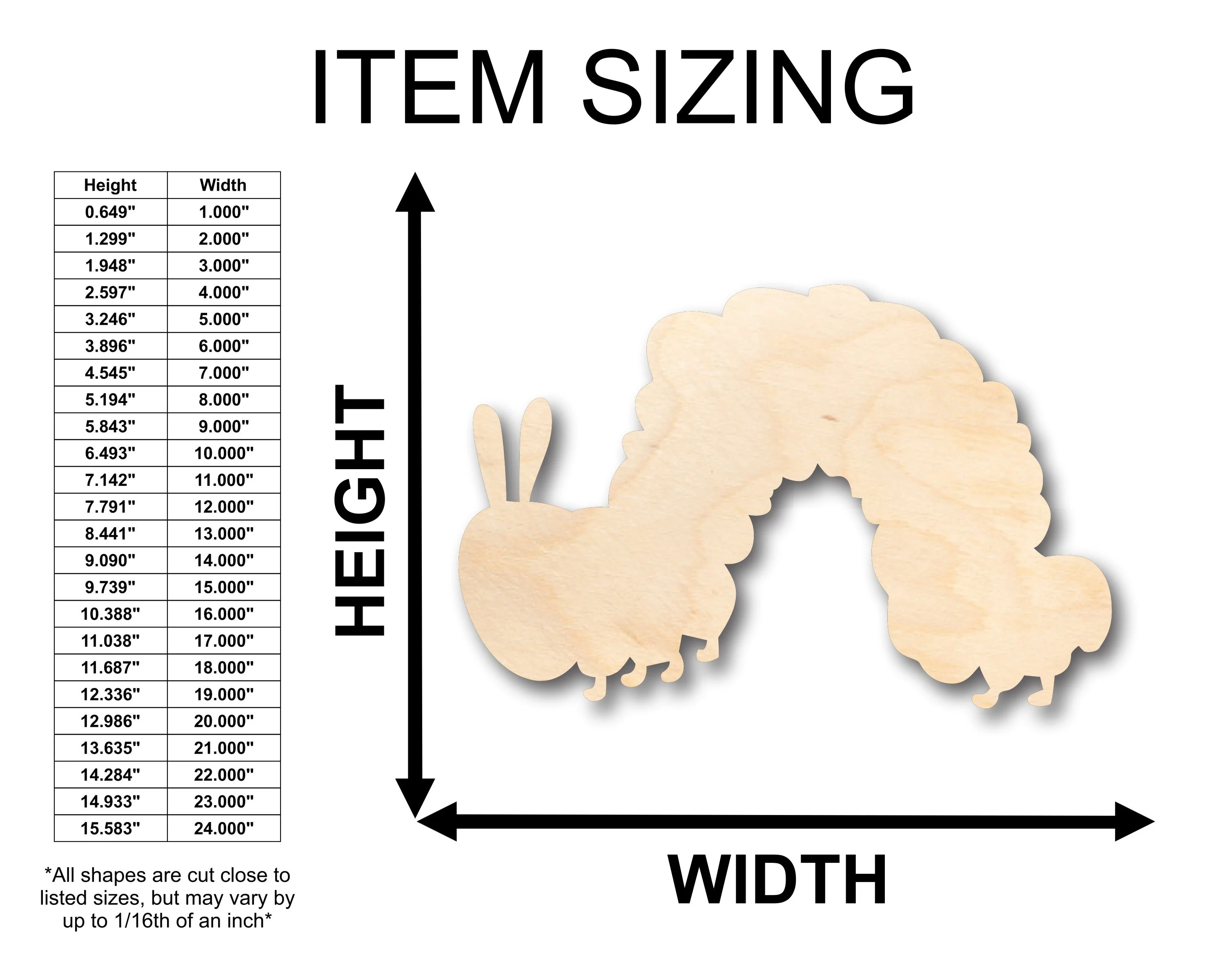 Unfinished Wood Caterpillar Shape - Craft - up to 46" DIY - Image 2