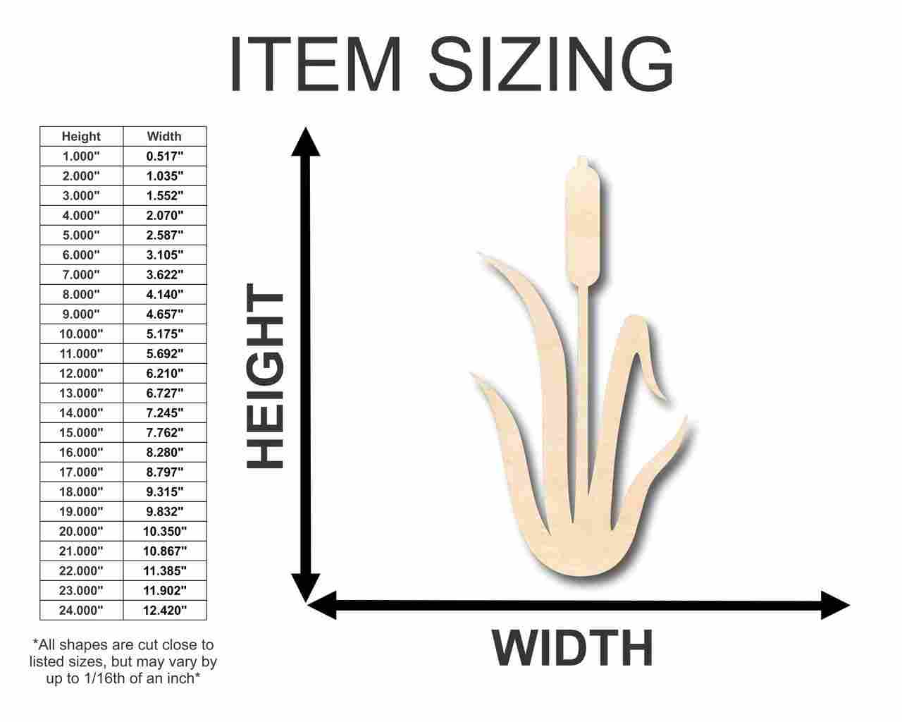 Unfinished Wood Cattail Shape - Plant - Craft - up to 46" DIY - Image 2