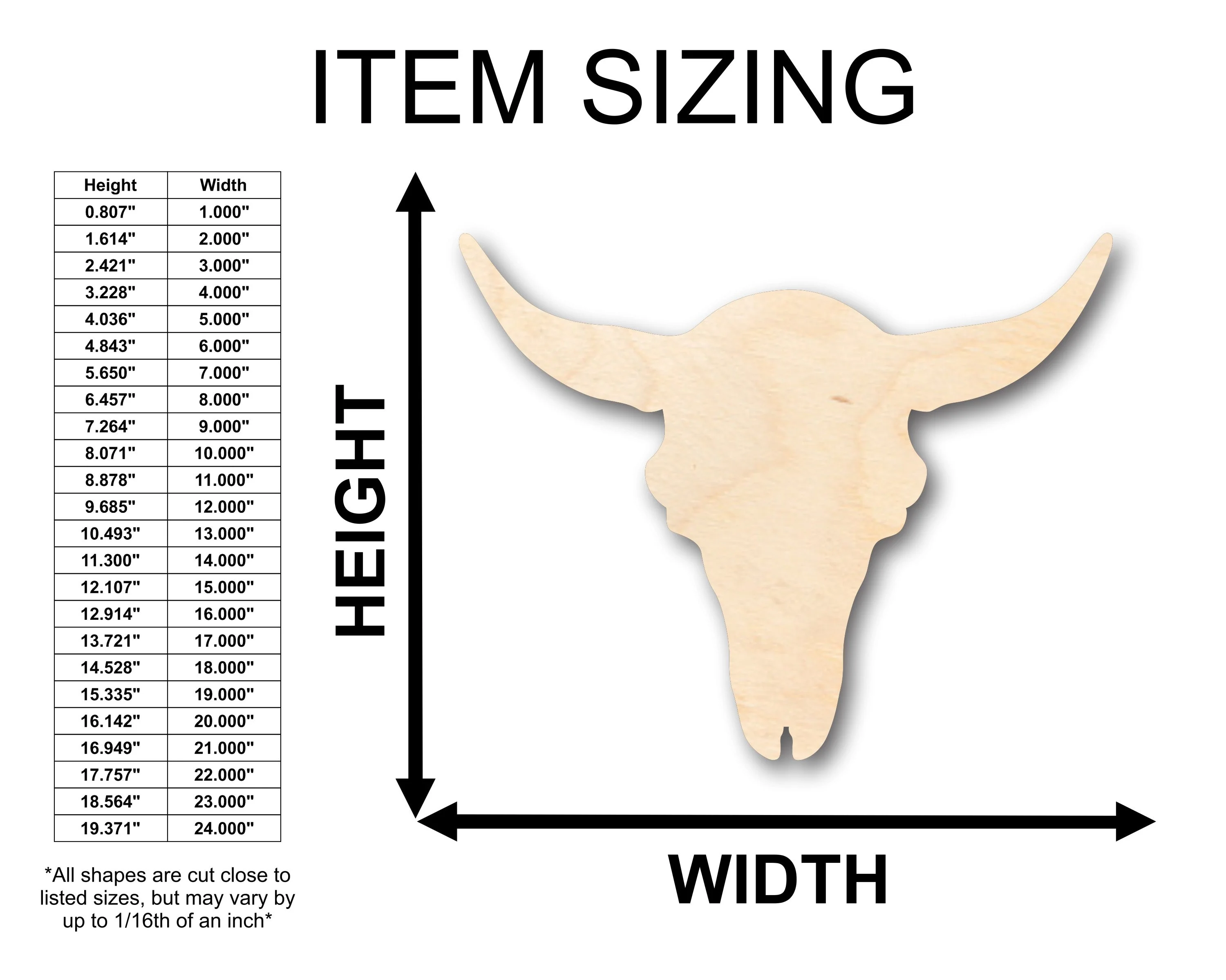 Unfinished Wood Cattle Skull Shape - Craft - up to 46" DIY - Image 2