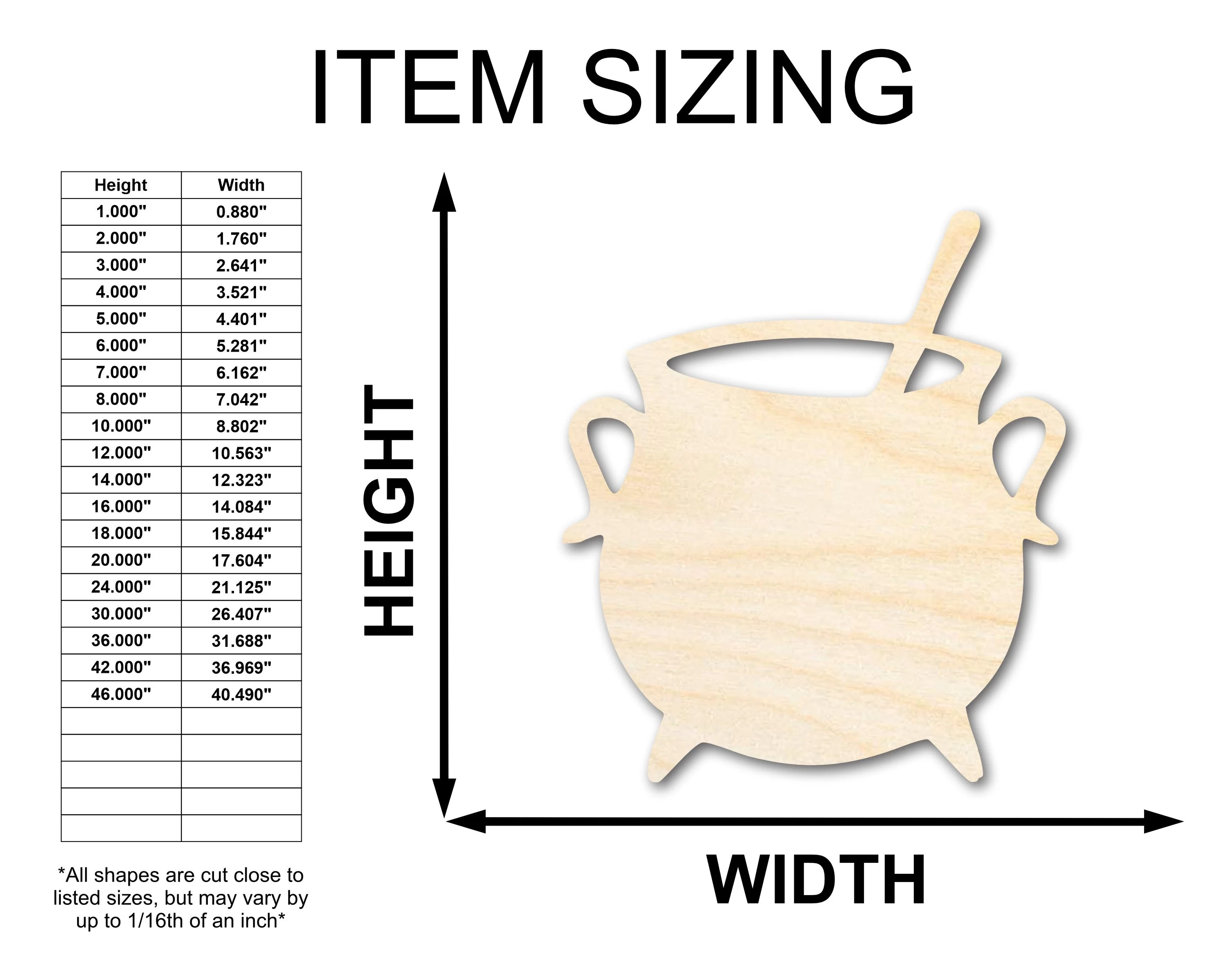 Unfinished Wood Cauldron Brew Shape - Craft - up to 46" - Image 2