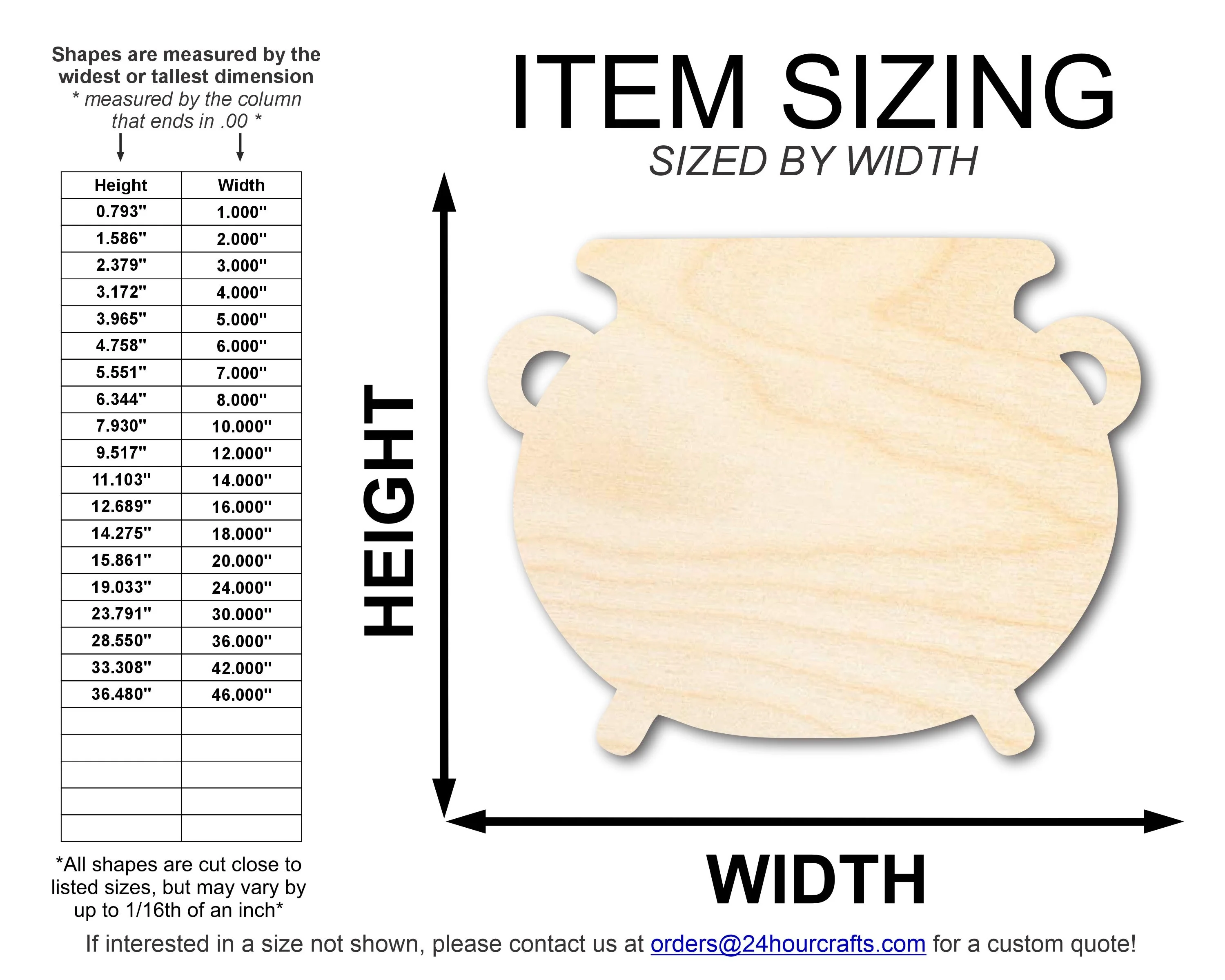 Unfinished Wood Cauldron Shape | DIY Craft Cutout | up to 46" DIY - Image 2