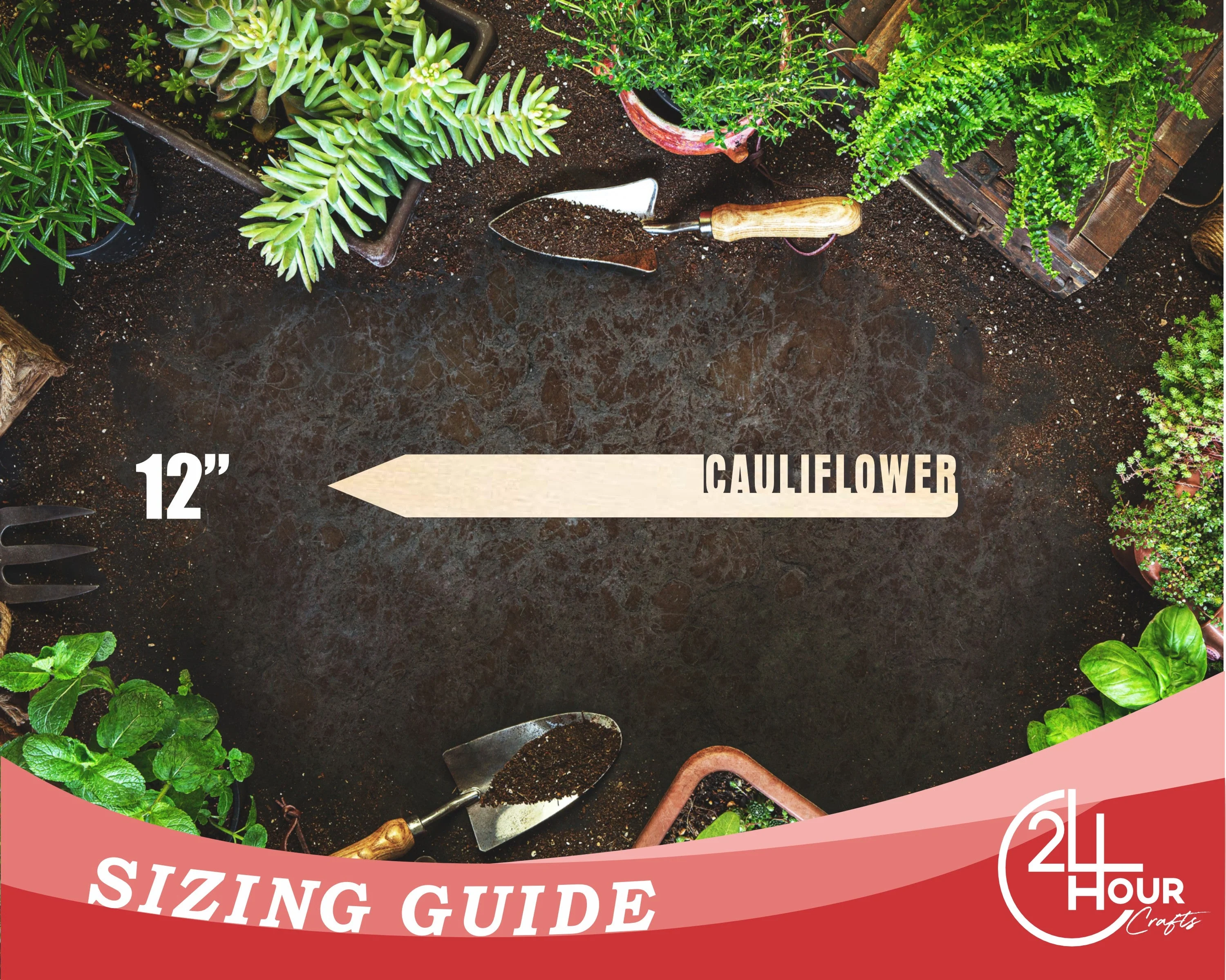 Unfinished Wood Cauliflower Garden Stake | DIY Craft Cutout | up to 24" DIY - Image 3