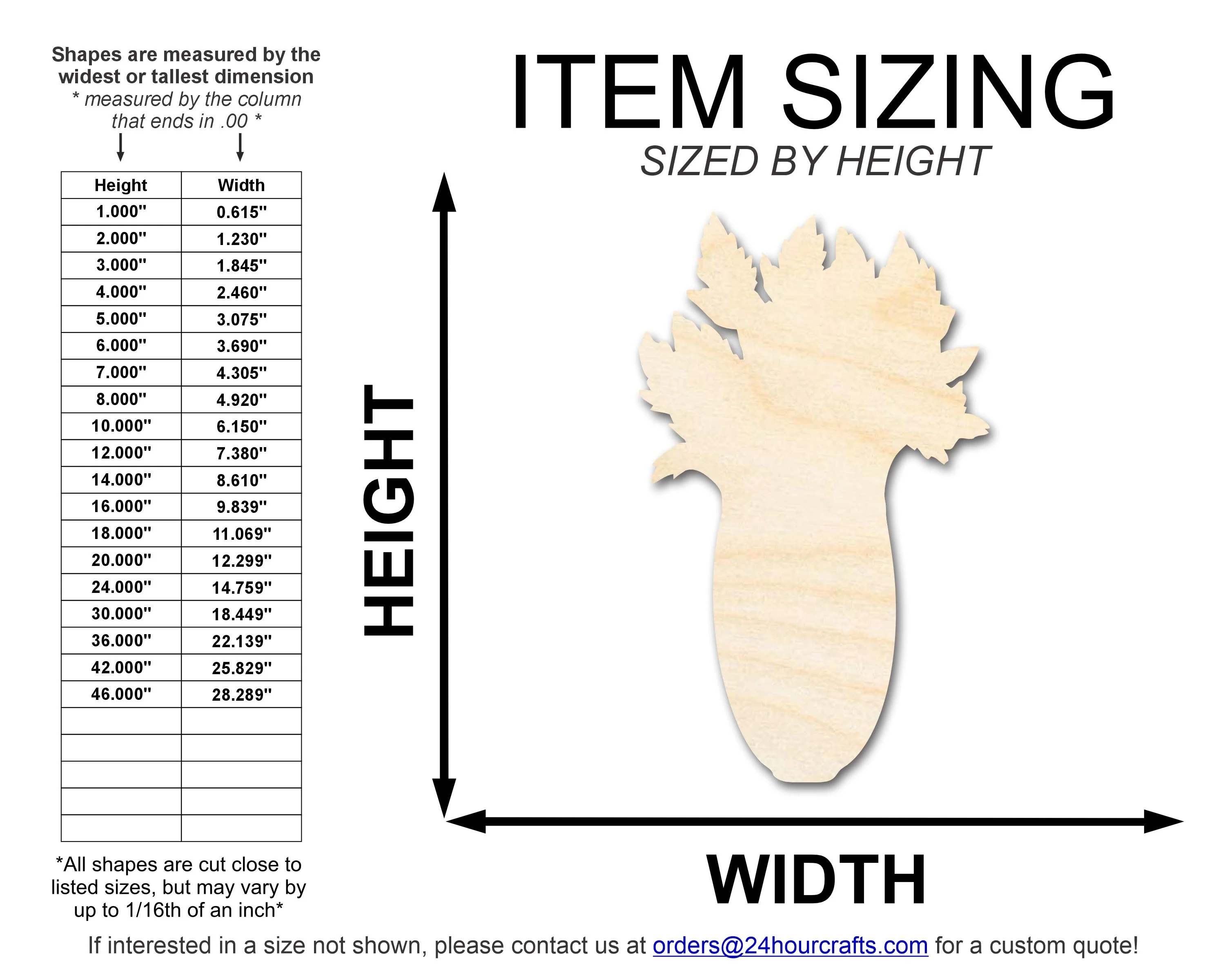 Unfinished Wood Celery Shape | DIY Craft Cutout | up to 46" DIY - Image 2