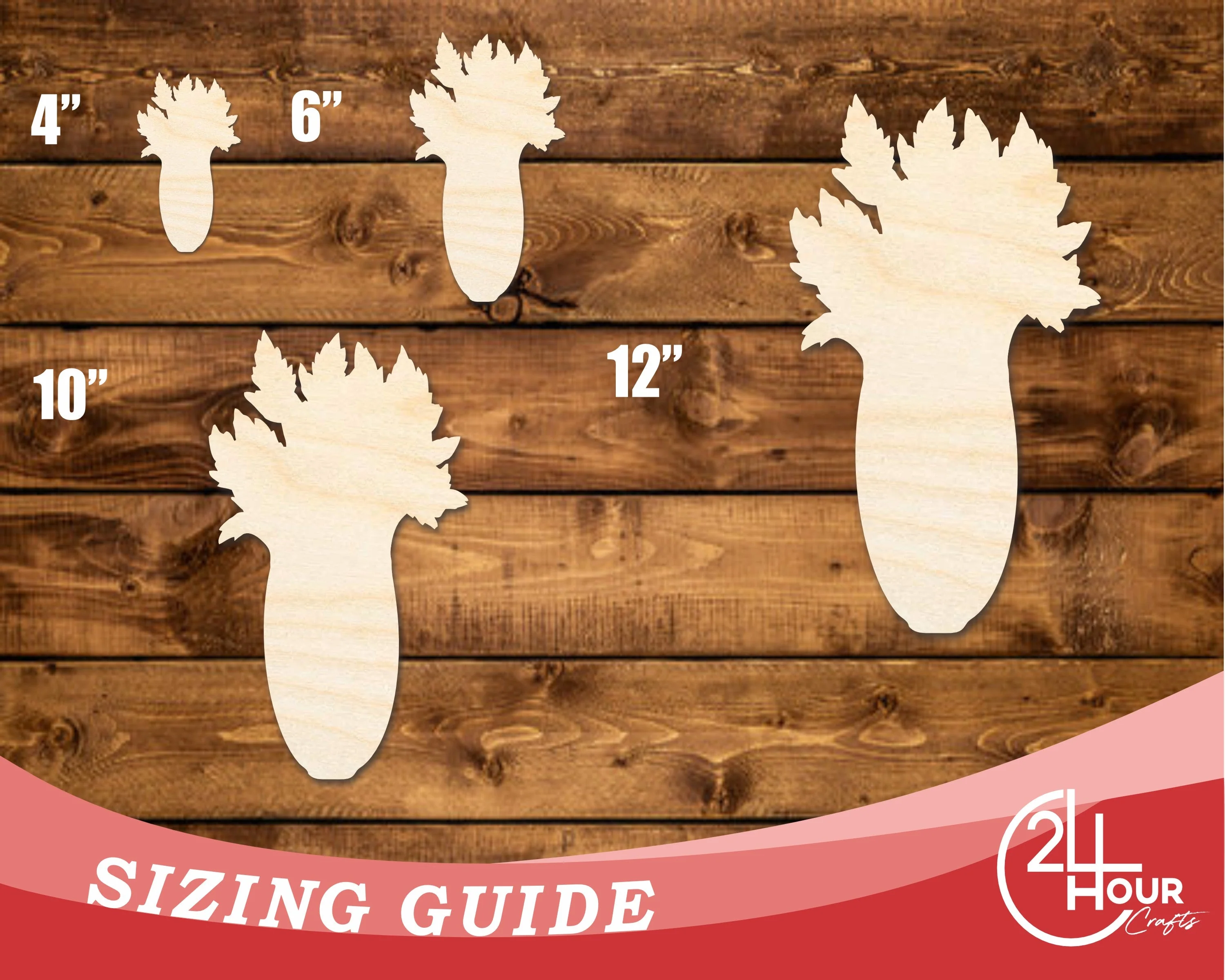 Unfinished Wood Celery Shape | DIY Craft Cutout | up to 46" DIY - Image 3