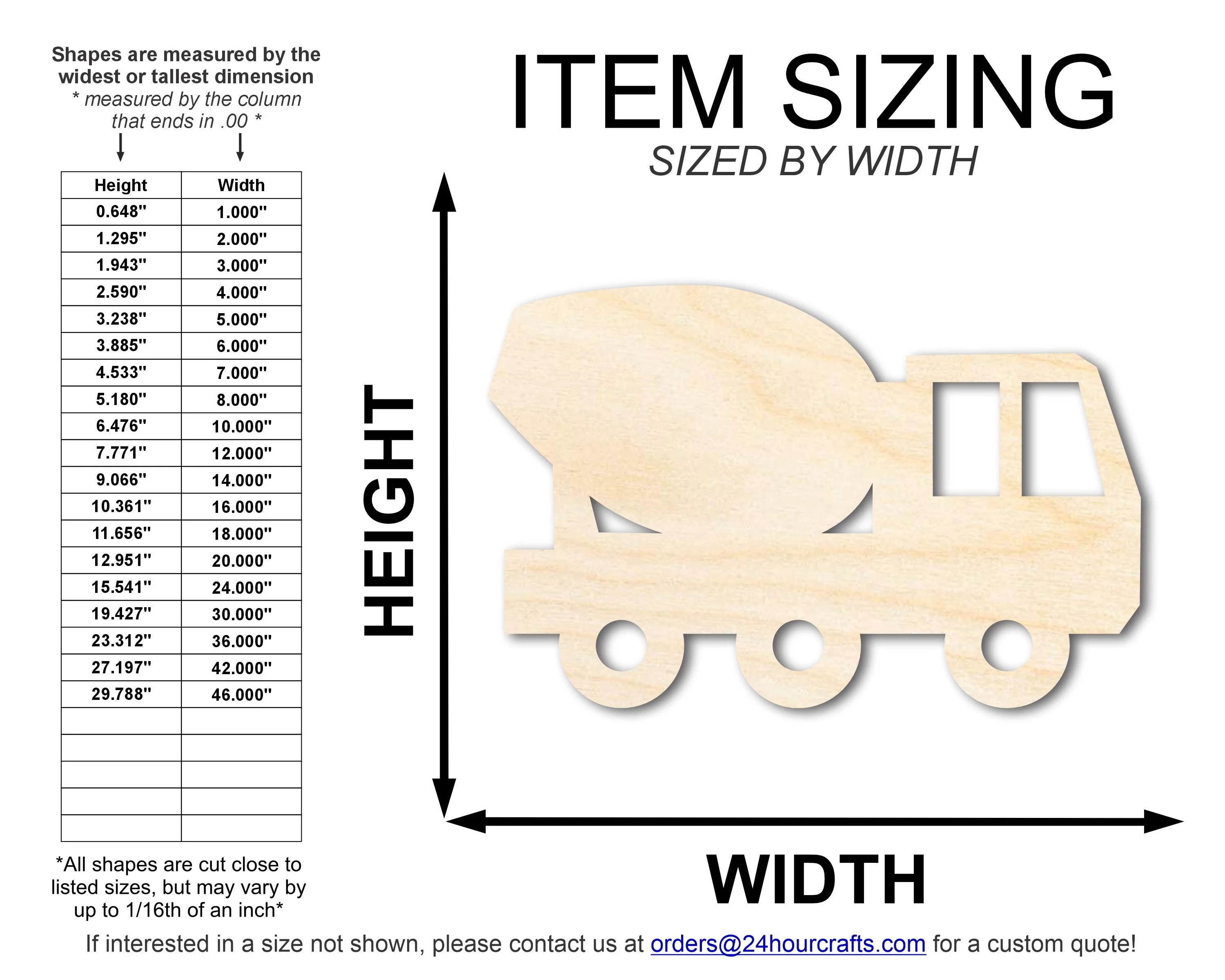 Unfinished Wood Cement Truck Shape | DIY Craft Cutout | up to 46" DIY - Image 2