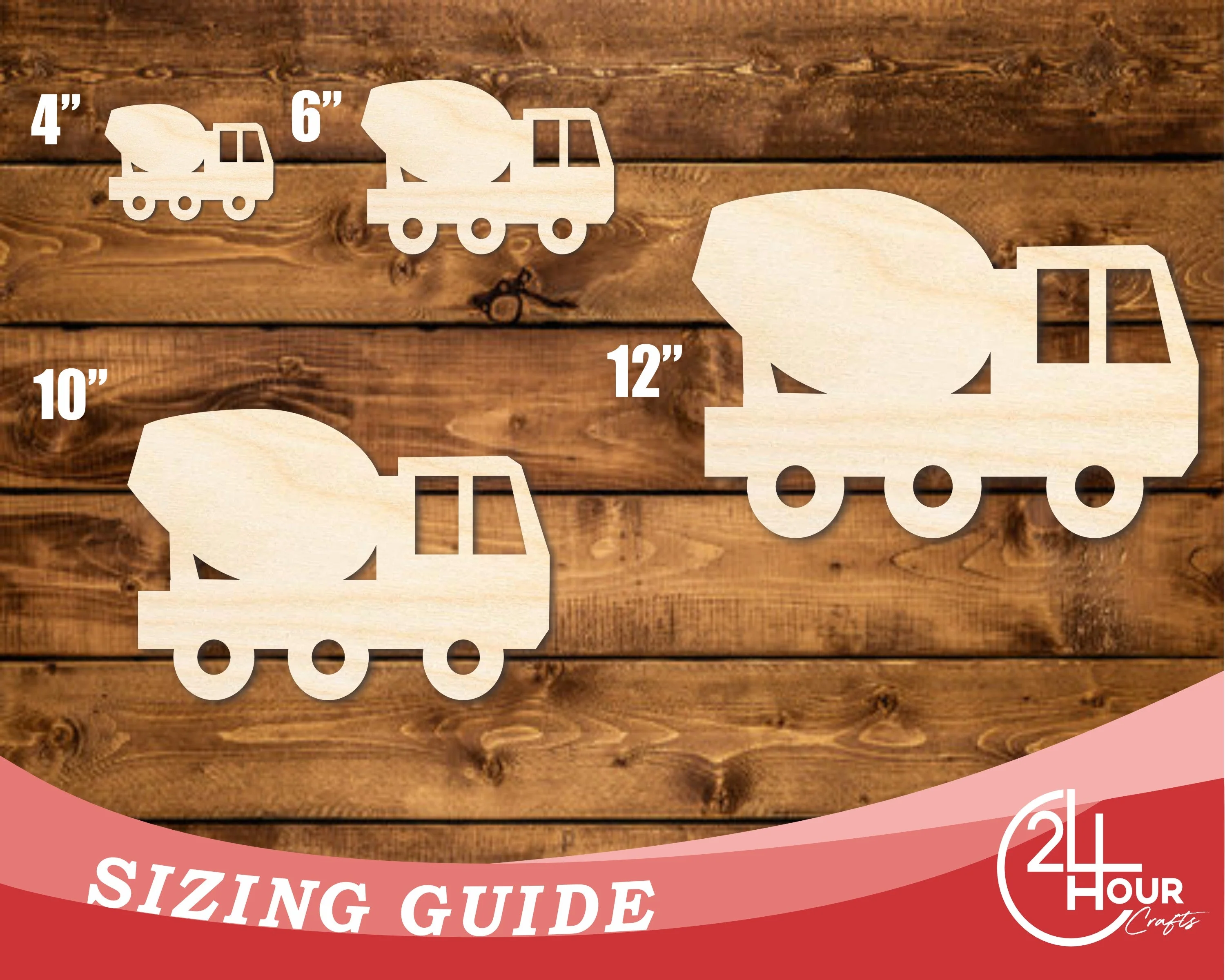 Unfinished Wood Cement Truck Shape | DIY Craft Cutout | up to 46" DIY - Image 3