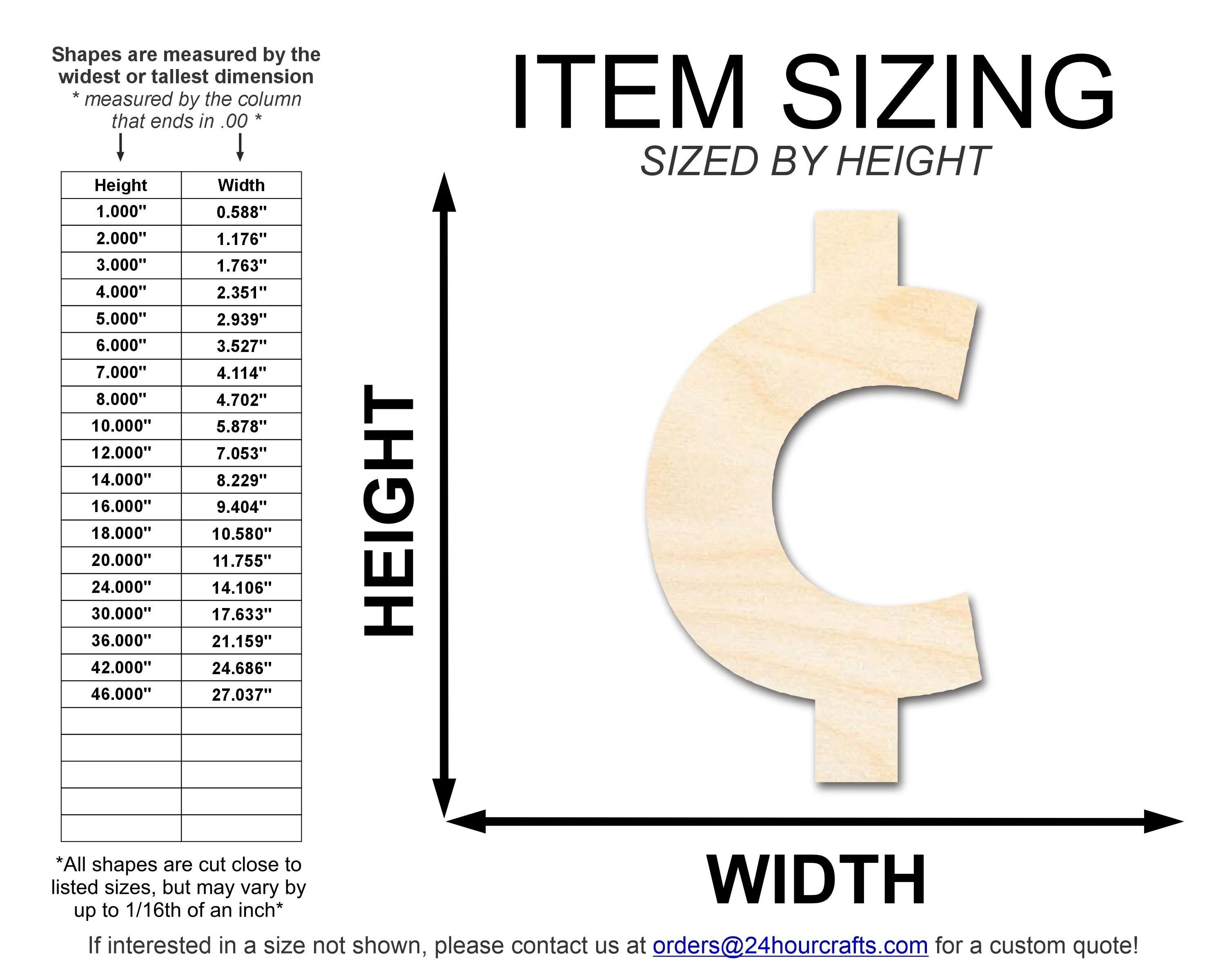 Unfinished Wood Cent Symbol Shape | DIY Craft Cutout | up to 46" DIY - Image 2