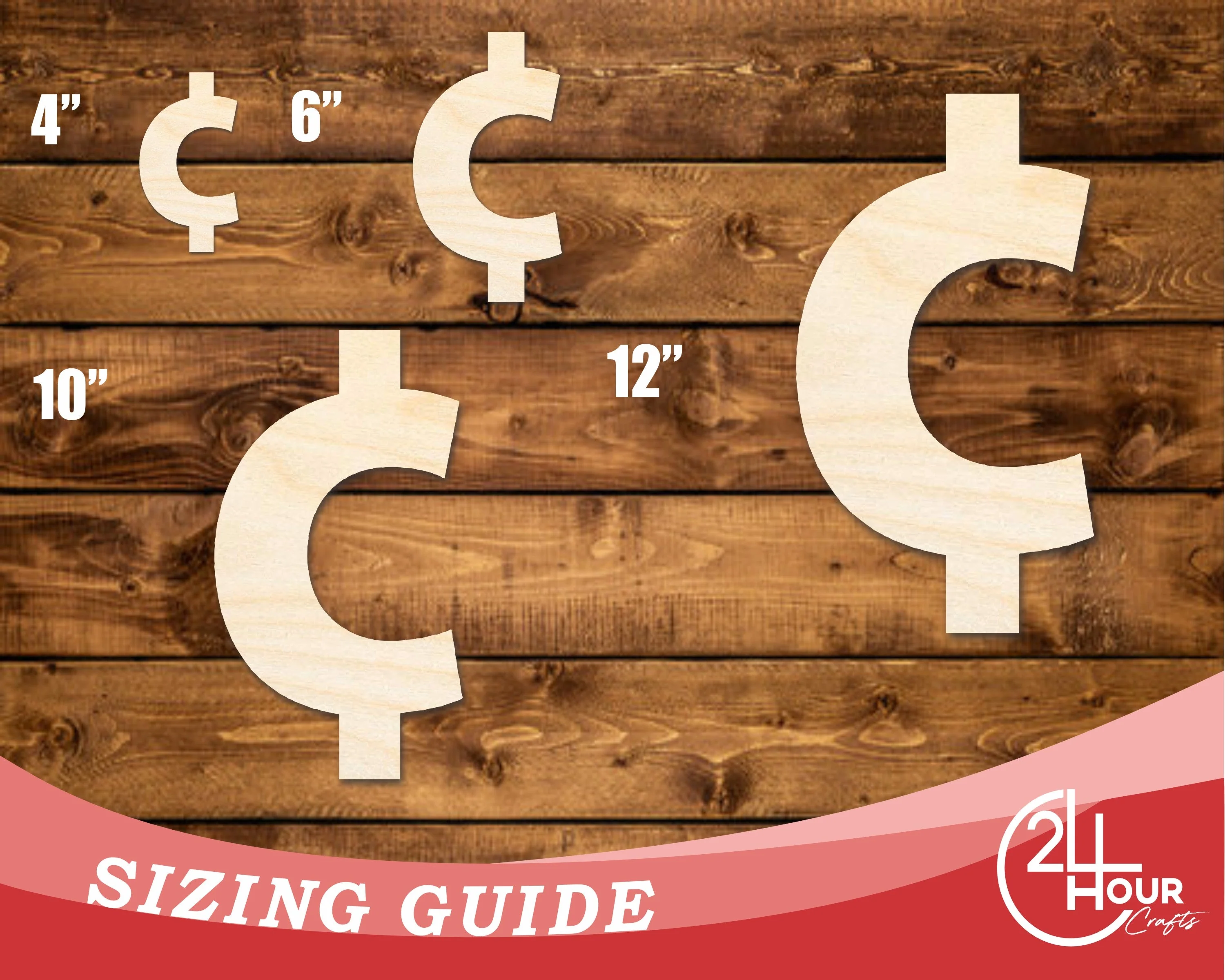 Unfinished Wood Cent Symbol Shape | DIY Craft Cutout | up to 46" DIY - Image 3