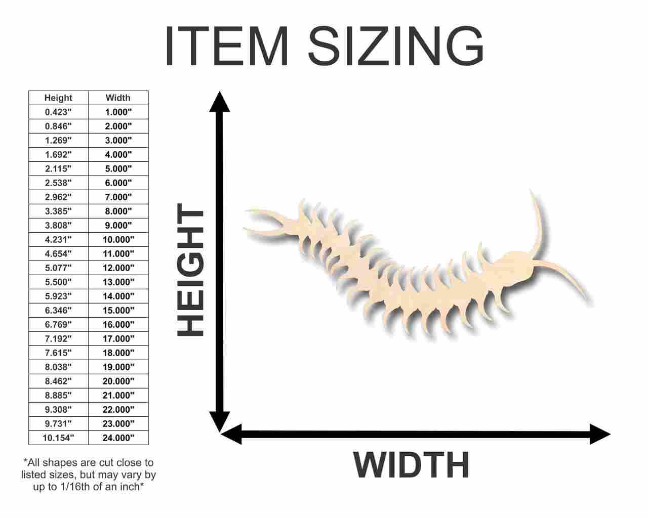 Unfinished Wood Centipede Shape - Insect - Wildlife - Craft - up to 46" DIY - Image 2
