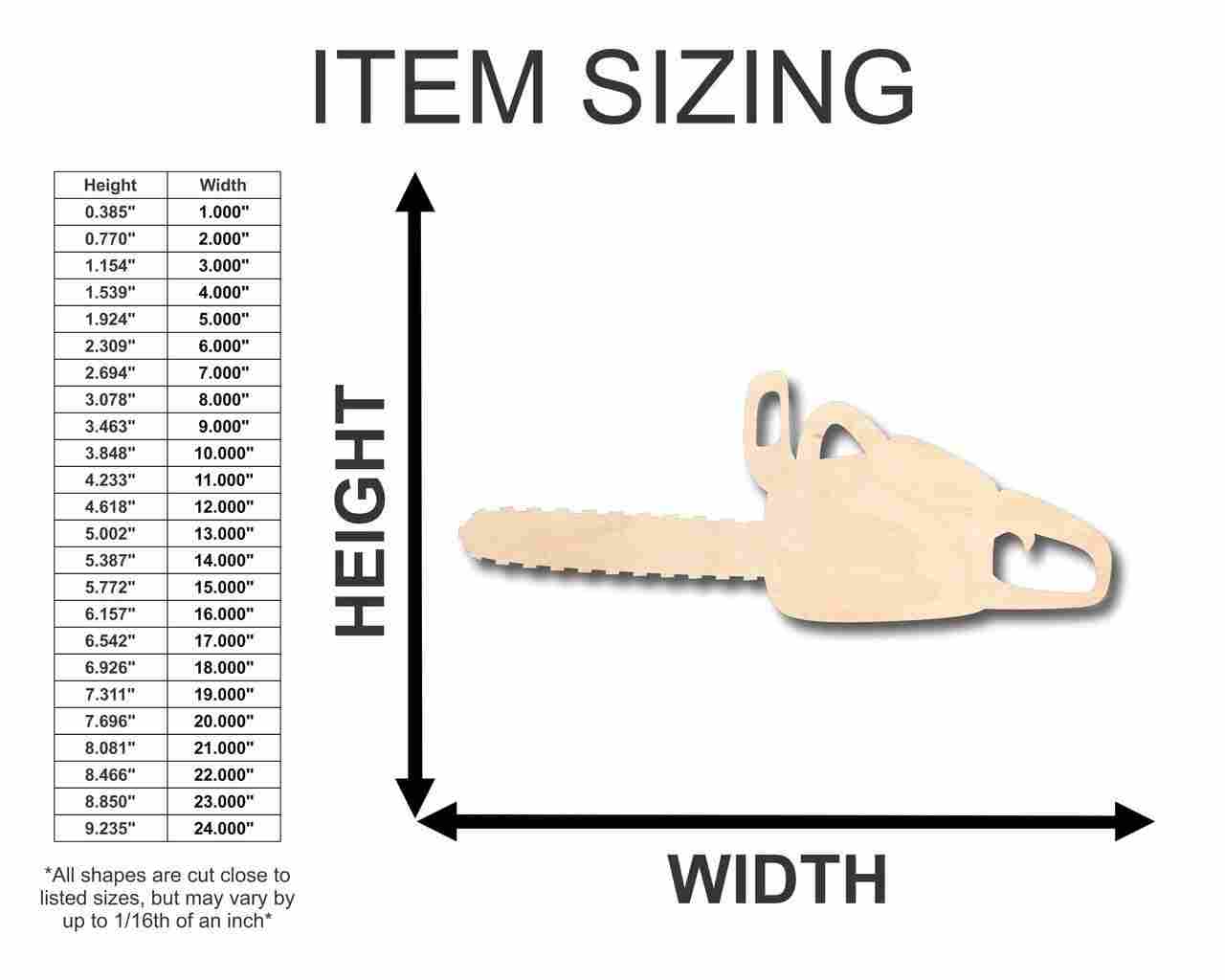 Unfinished Wood Chainsaw Shape - Tool - Craft - up to 46" DIY - Image 2
