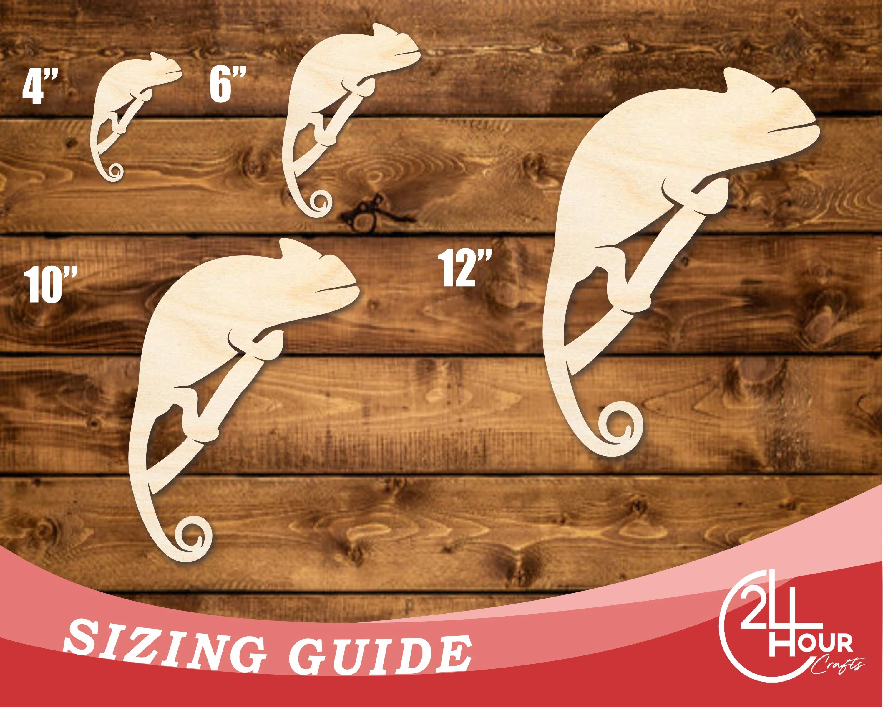 Unfinished Wood Chameleon on Branch Shape | DIY Craft Cutout | up to 46" DIY - Image 3