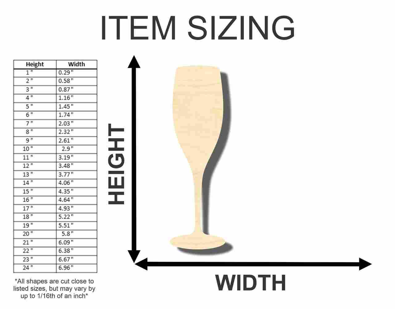 Unfinished Wood Champagne Glass Shape - Party Decor - Craft - up to 46" DIY - Image 2