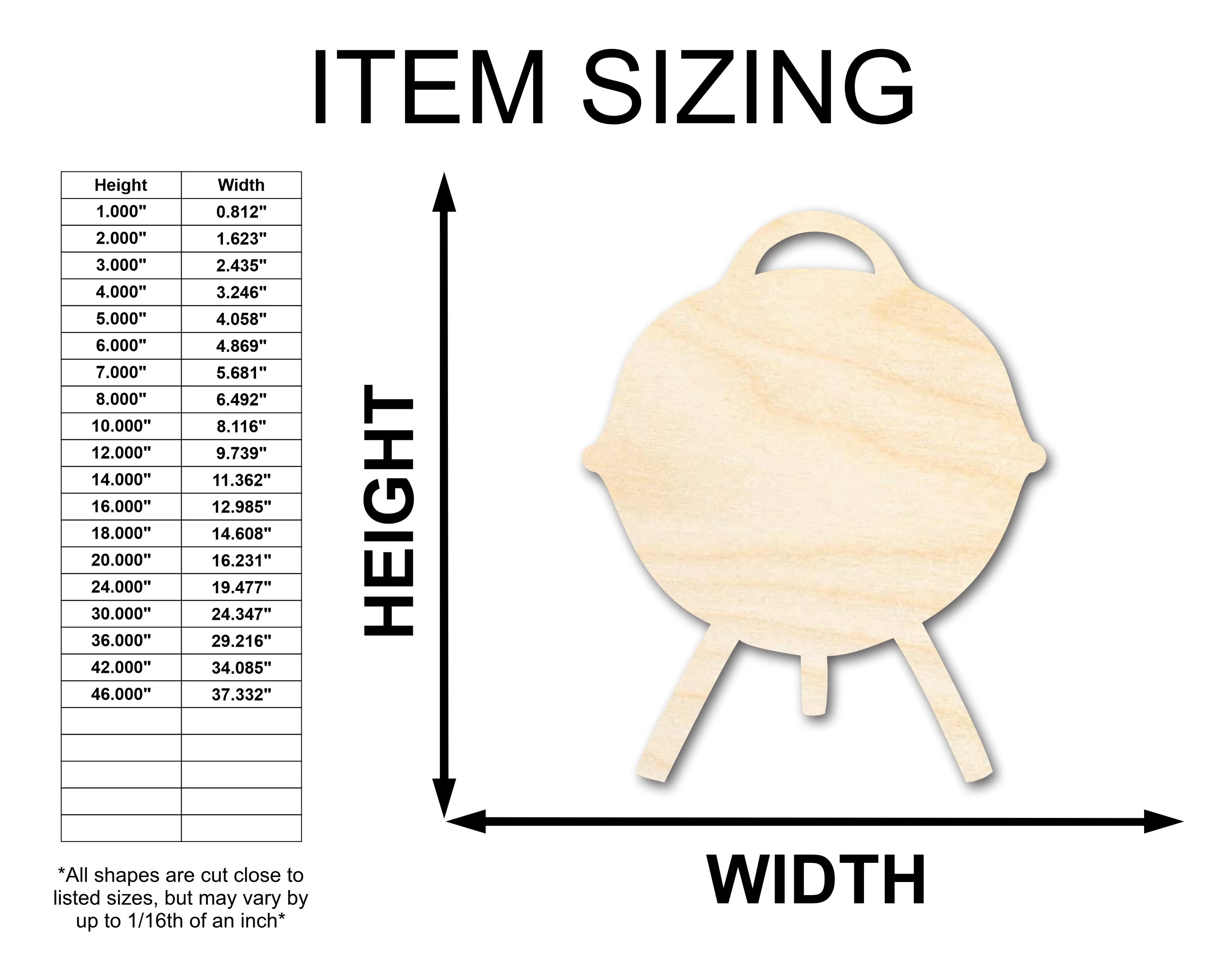 Unfinished Wood Charcoal Grill Shape - Craft - up to 46" DIY - Image 2