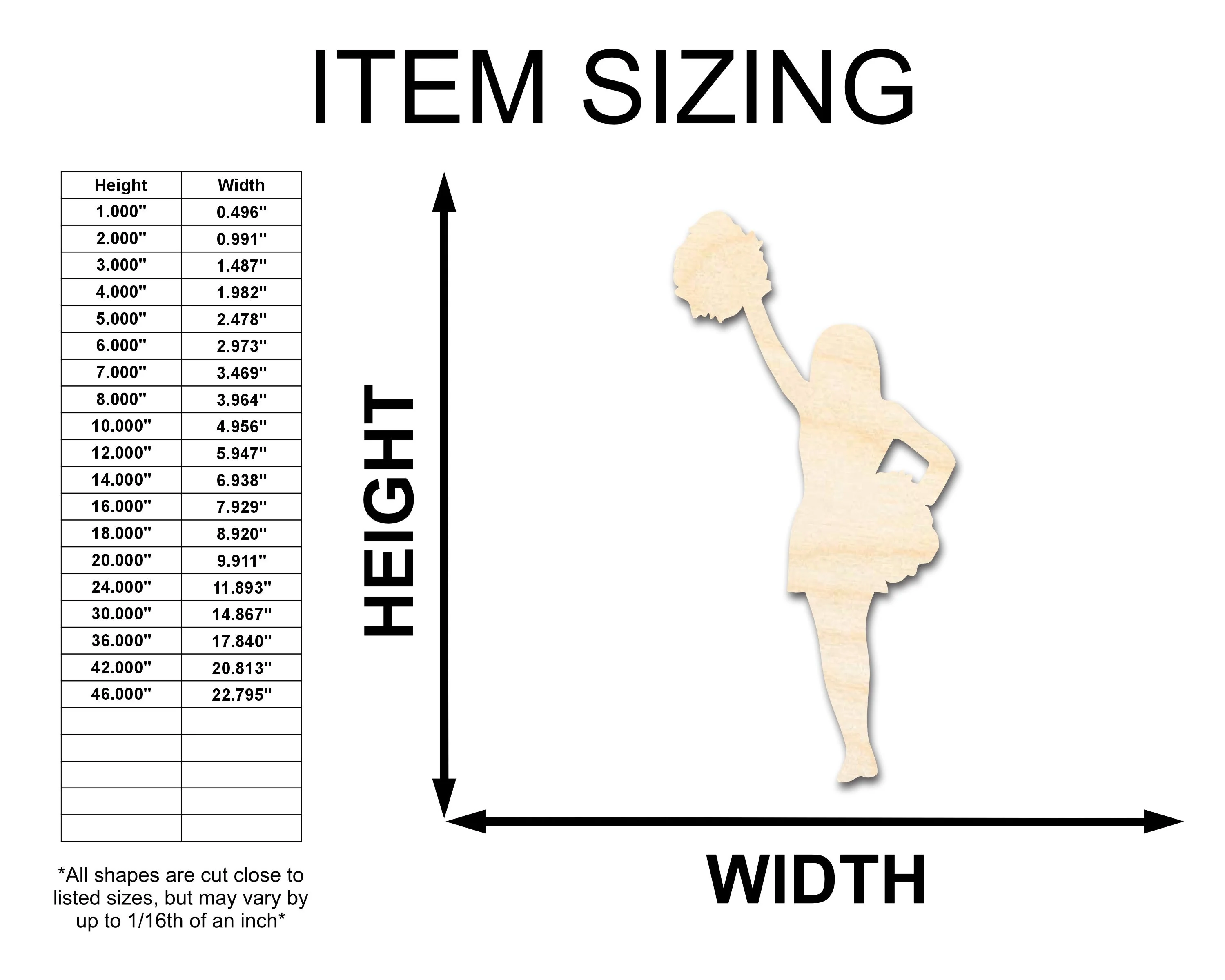Unfinished Wood Cheerleader Silhouette | DIY Cheer Craft Cutout | up to 46" DIY - Image 2