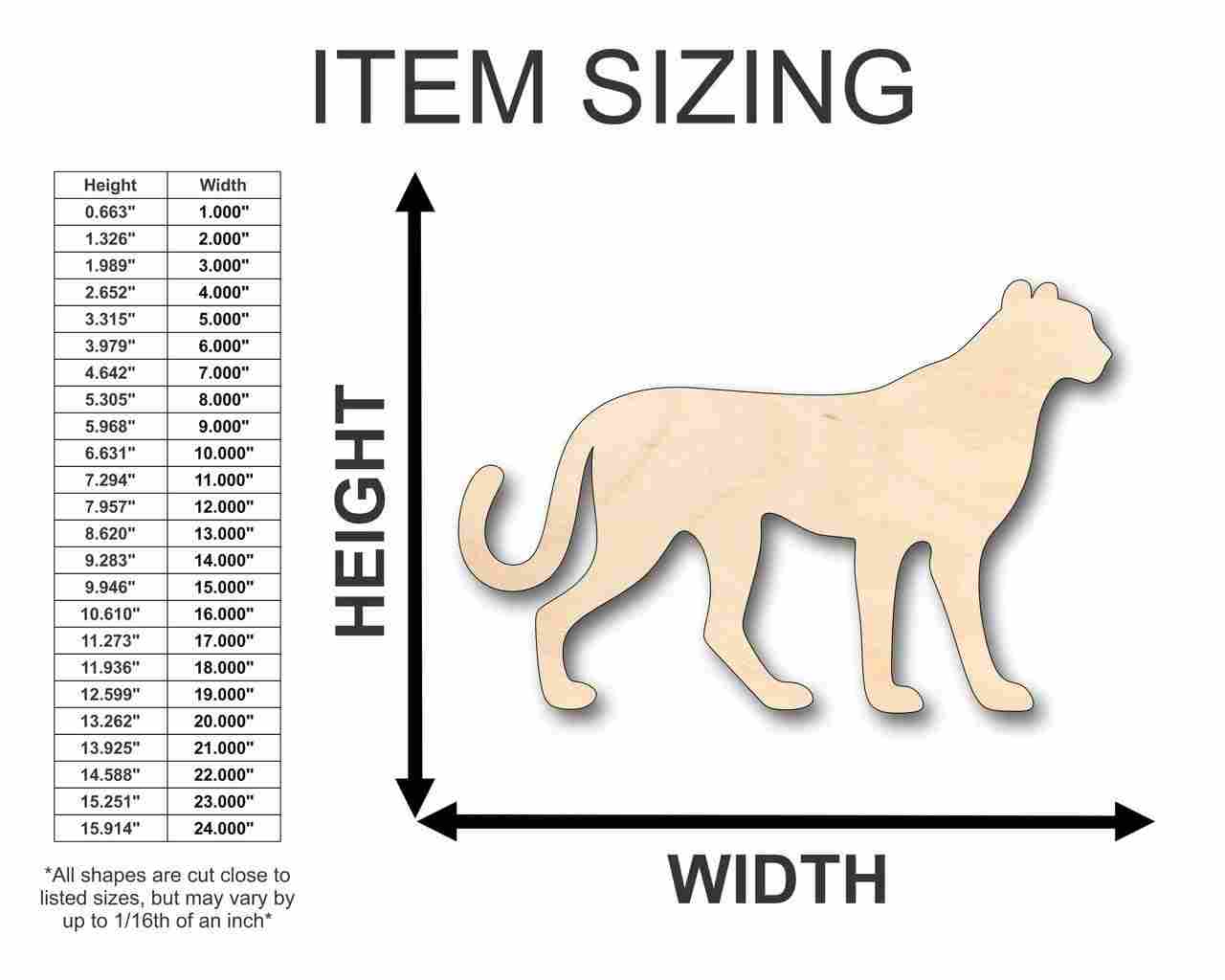 Unfinished Wood Cheetah Shape - Animal - Wildlife - Craft - up to 46" DIY - Image 2