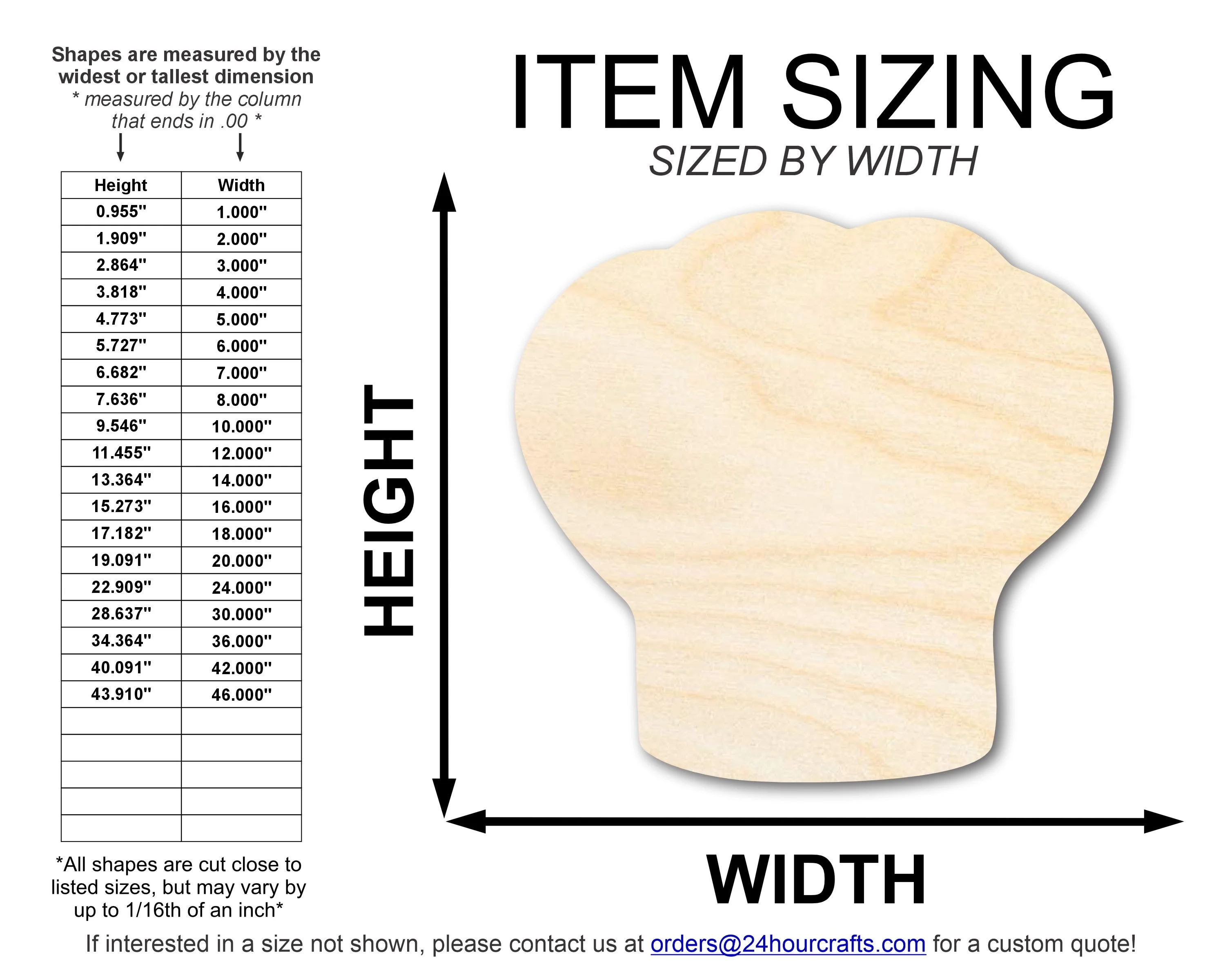Unfinished Wood Chef Hat Shape | DIY Craft Cutout | up to 46" DIY - Image 2