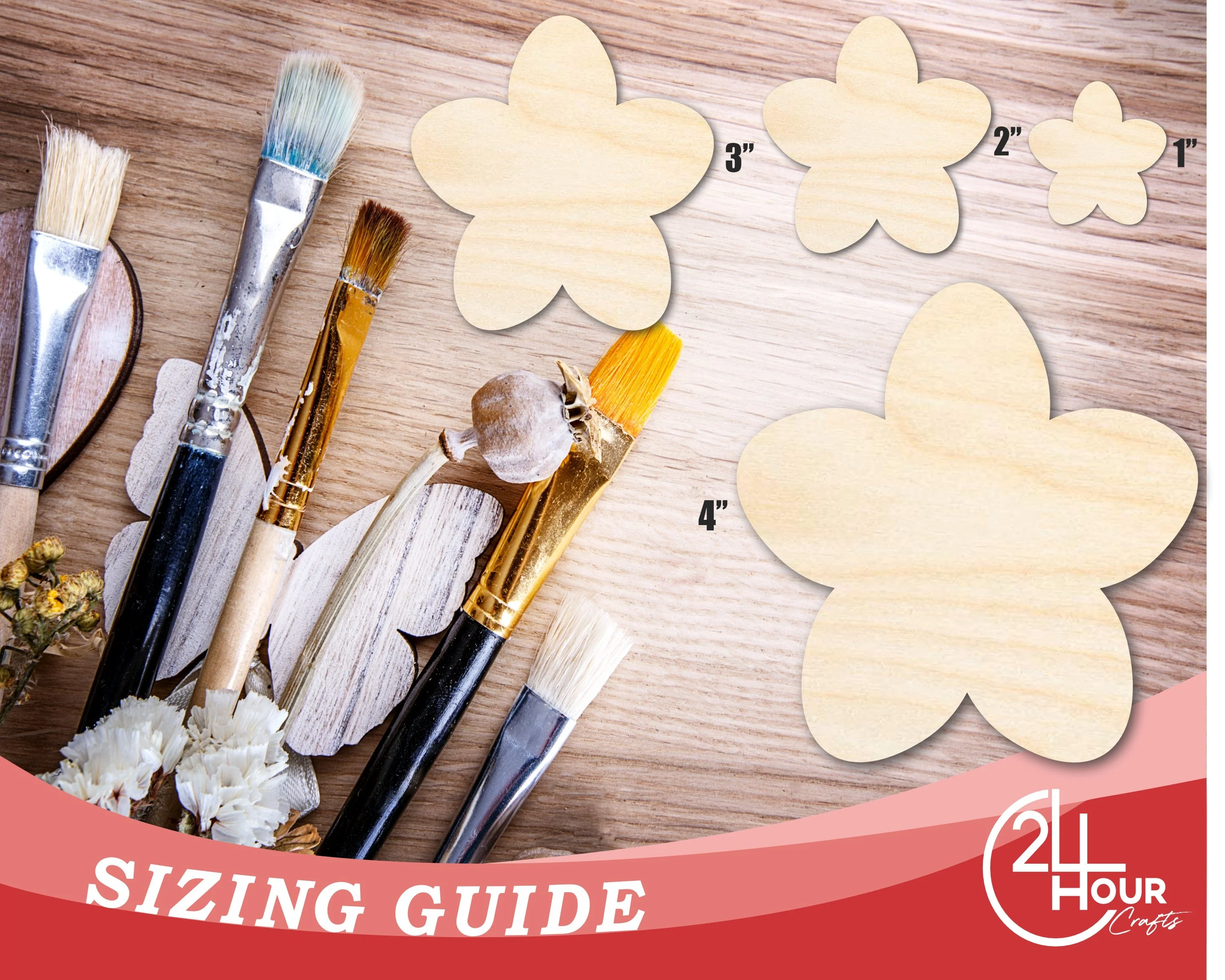 Unfinished Wood Cherry Blossom Shape | DIY Japan Flower Craft Cutout | Up to 36" - Image 3
