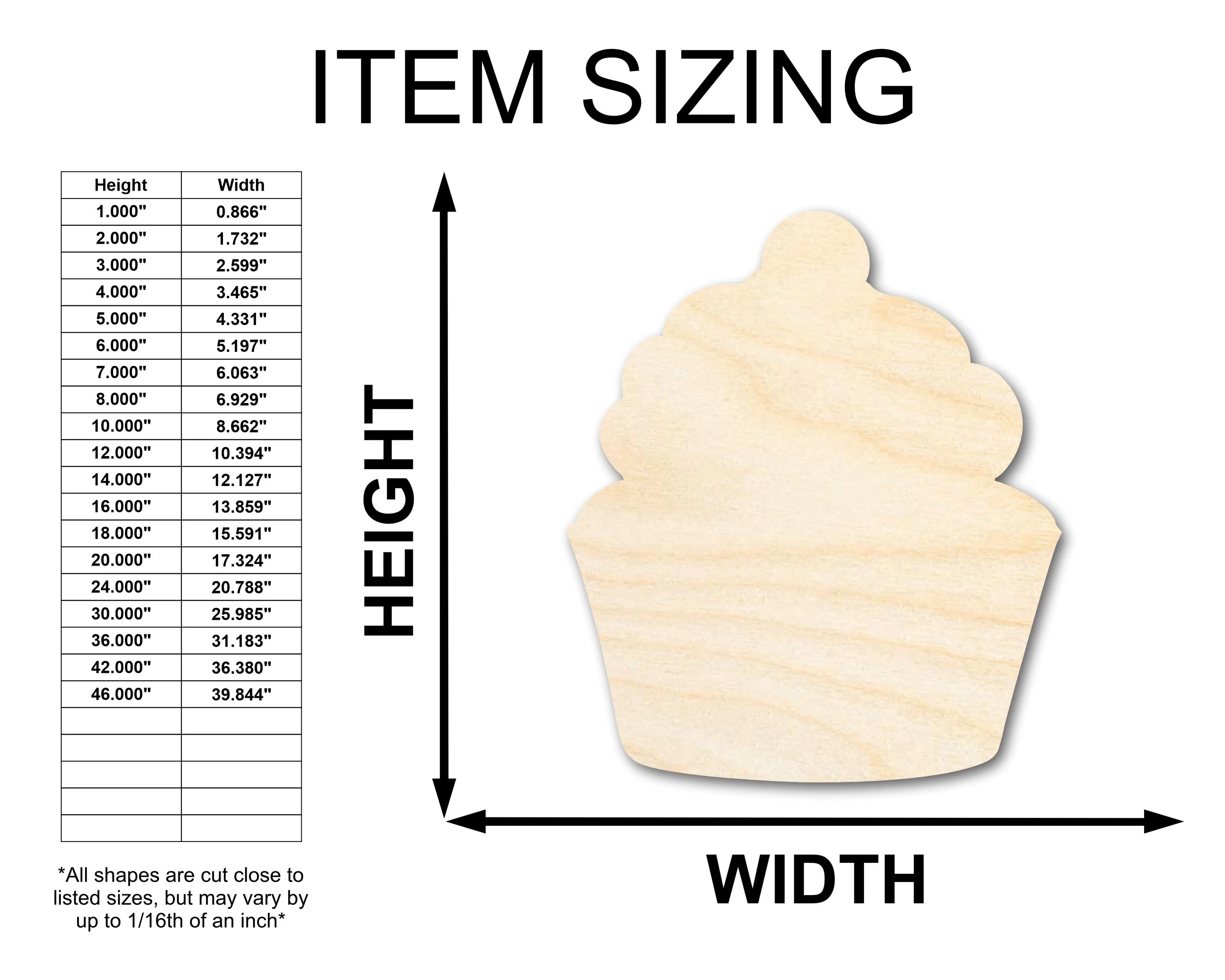 Unfinished Wood Cherry Cupcake Shape - Craft - up to 46" - Image 2